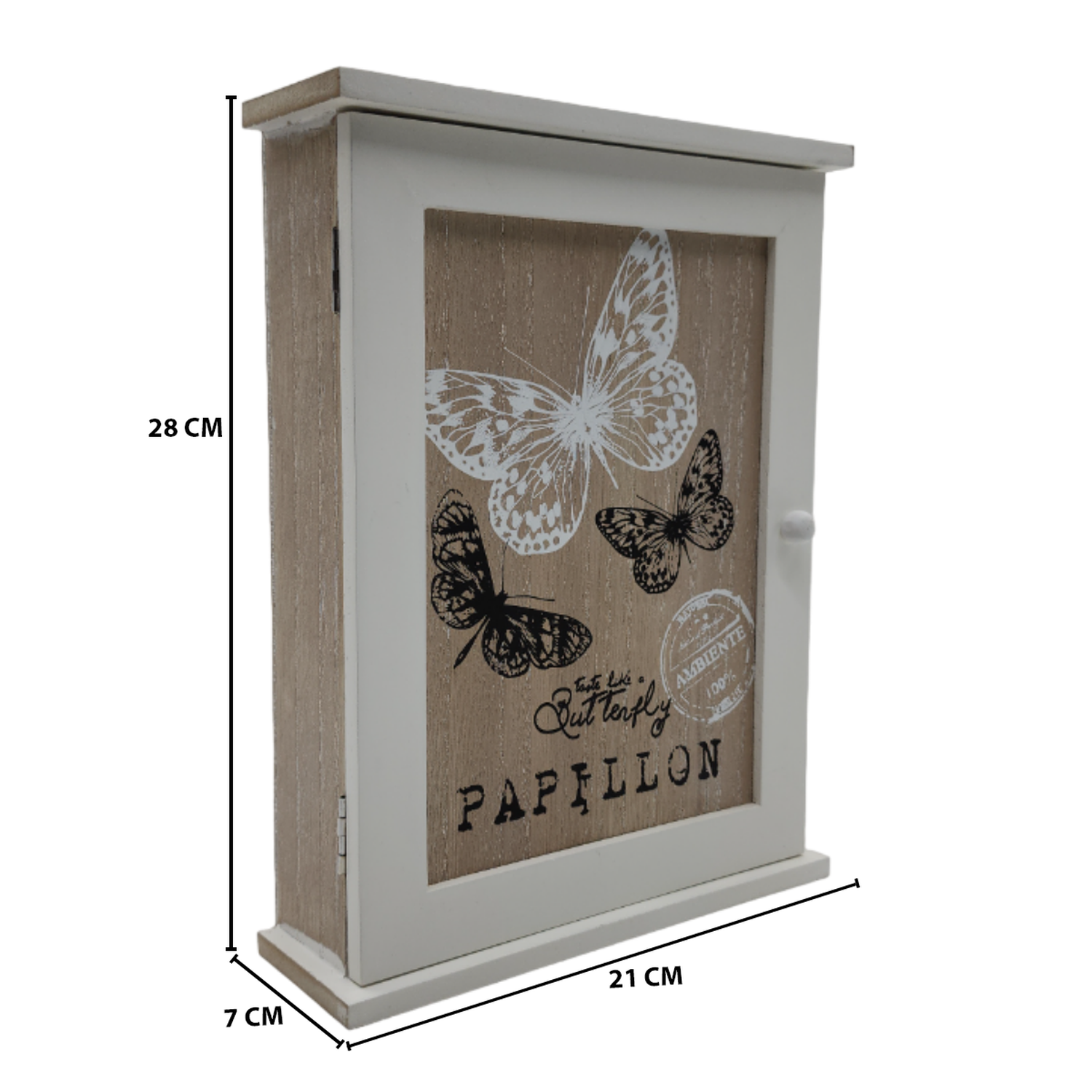 Porta Llaves De Madera Mariposas 6 Ganchos Cuadro Colgador-3