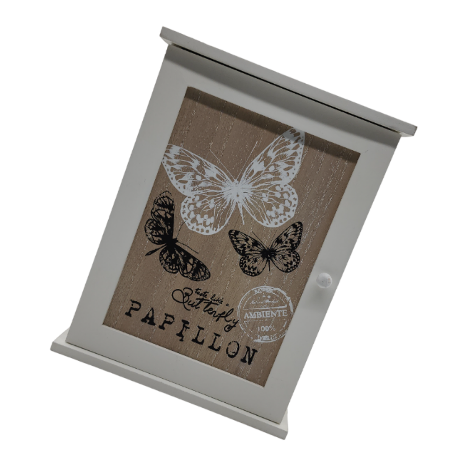 Porta Llaves De Madera Mariposas 6 Ganchos Cuadro Colgador-5