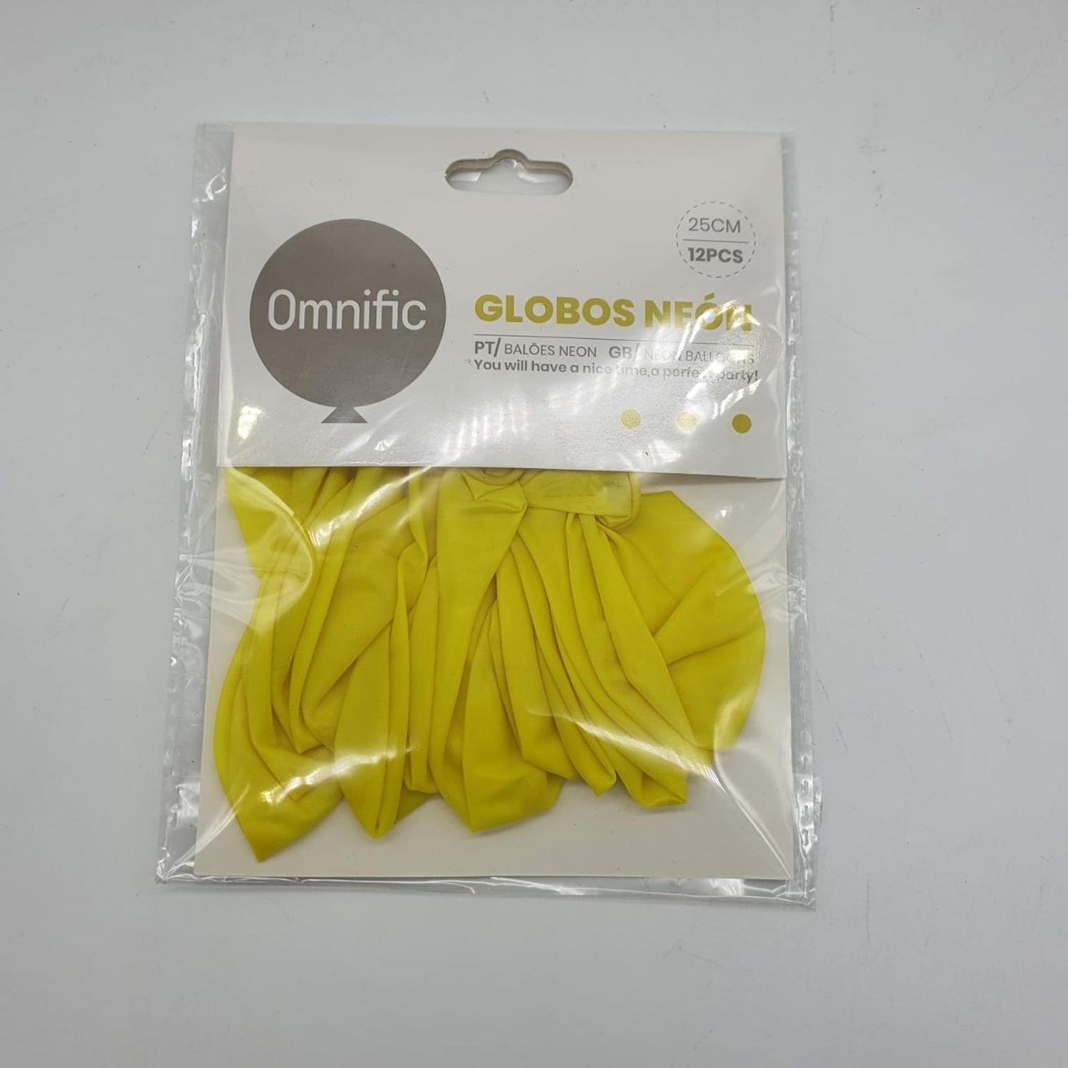 Globos Color Amarillo Neon 12 Unidades Tamaño 25 Cm Fiestas-0