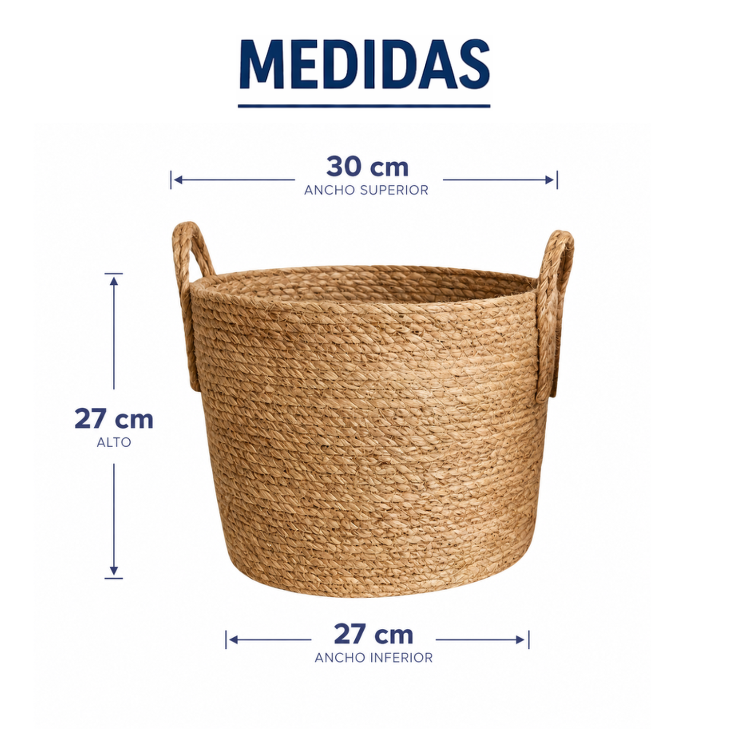 Canasto Cesta de Yute Tejido Estilo Rustico Con Asas L-9