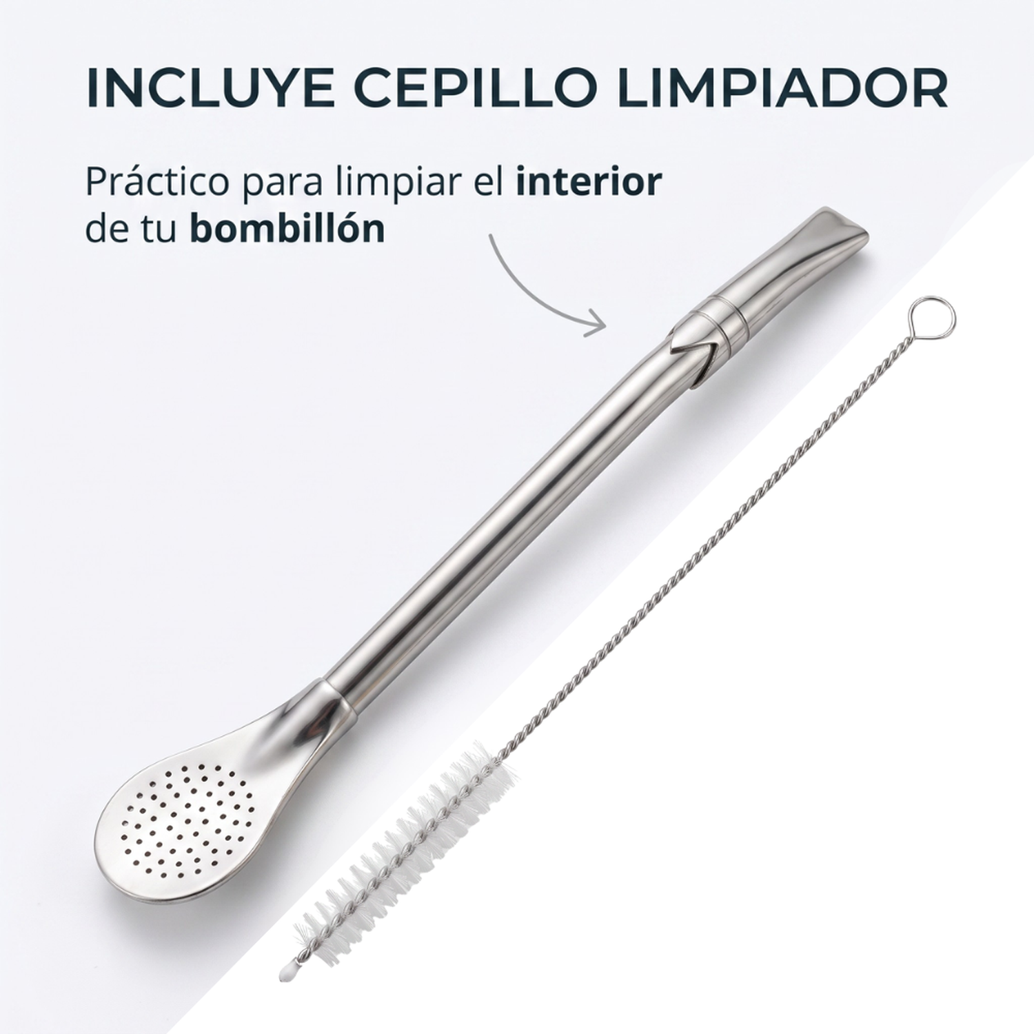 Bombillon Pico Rey Acero Inoxidable Con Limpiador-5