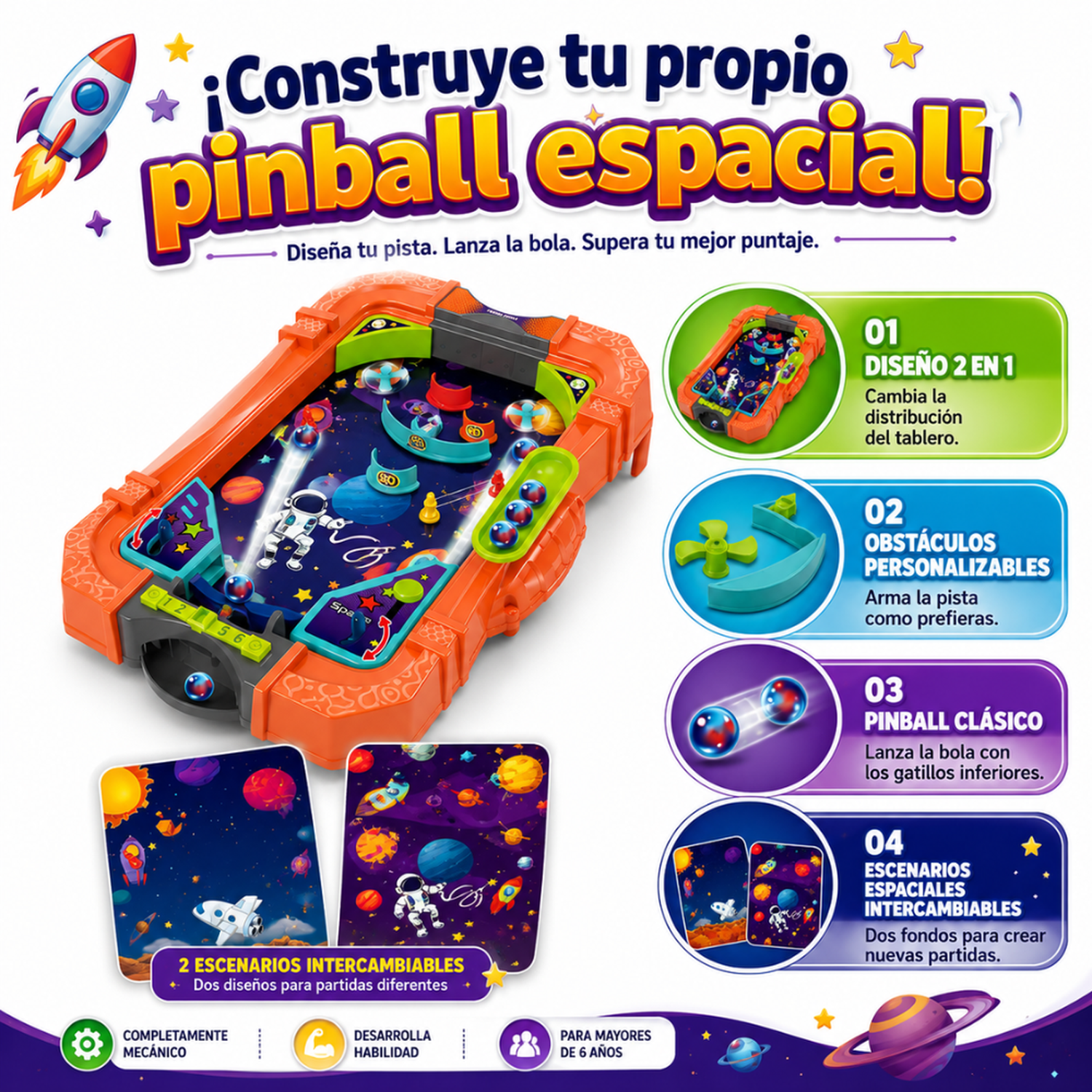 Pinball Space Pinball Doble Arcade Juego De Mesa Para Niños-2
