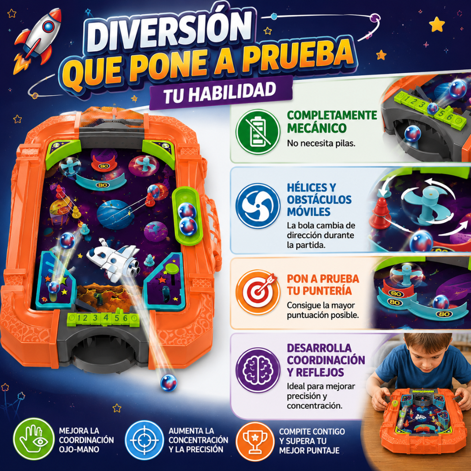 Pinball Space Pinball Doble Arcade Juego De Mesa Para Niños-3