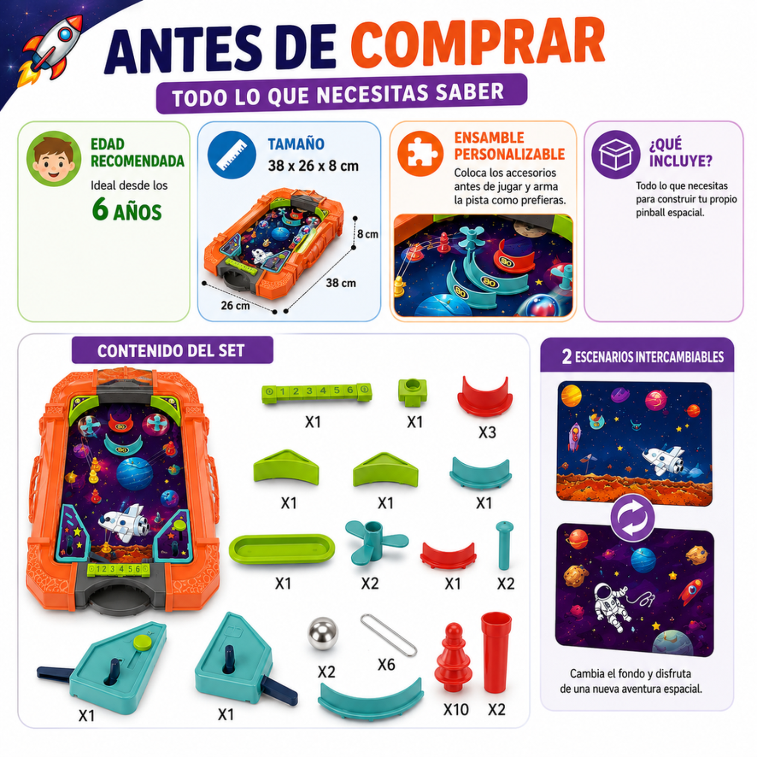 Pinball Space Pinball Doble Arcade Juego De Mesa Para Niños-4
