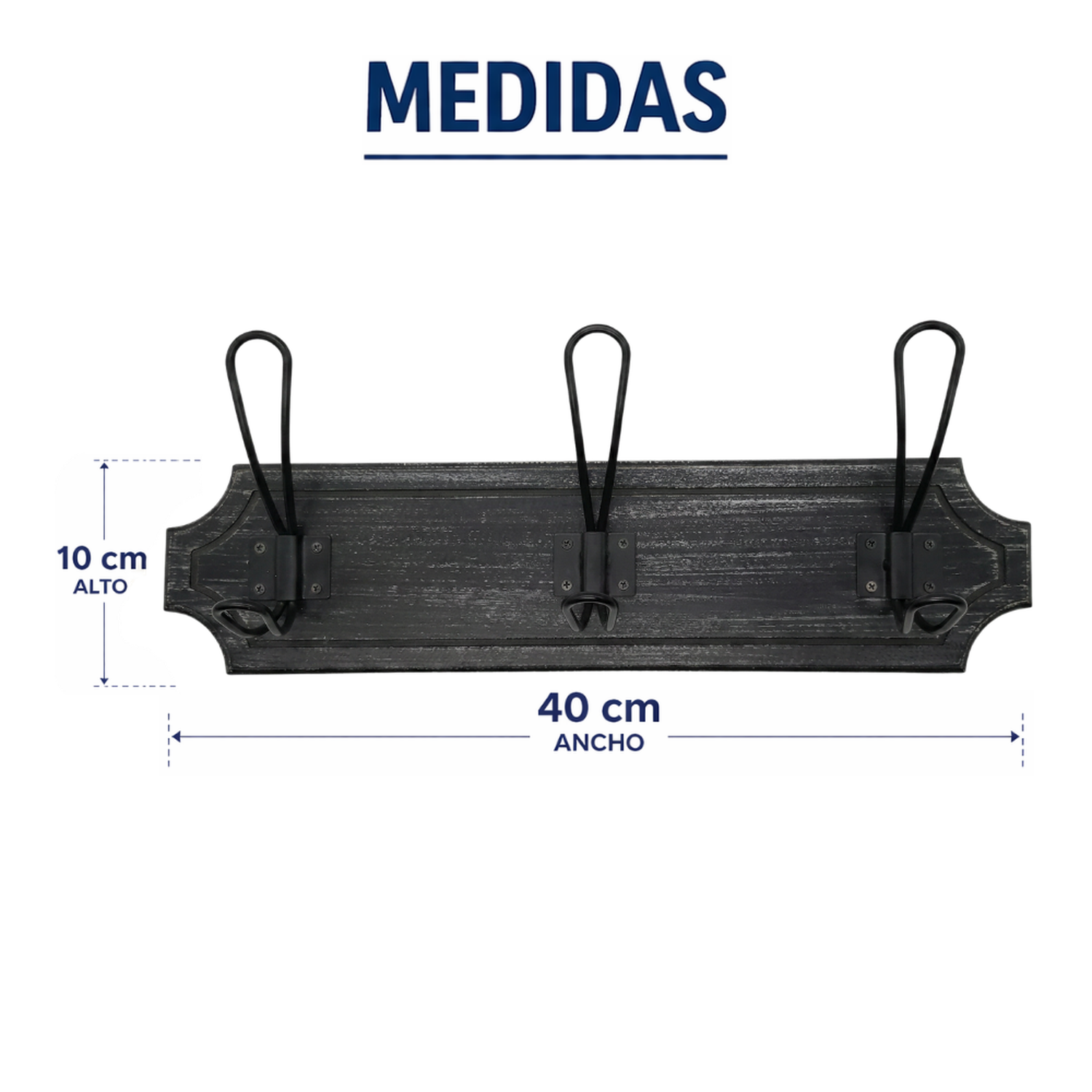 Perchero 3 Ganchos Doble Colgadores De Madera Ropa Negro-8