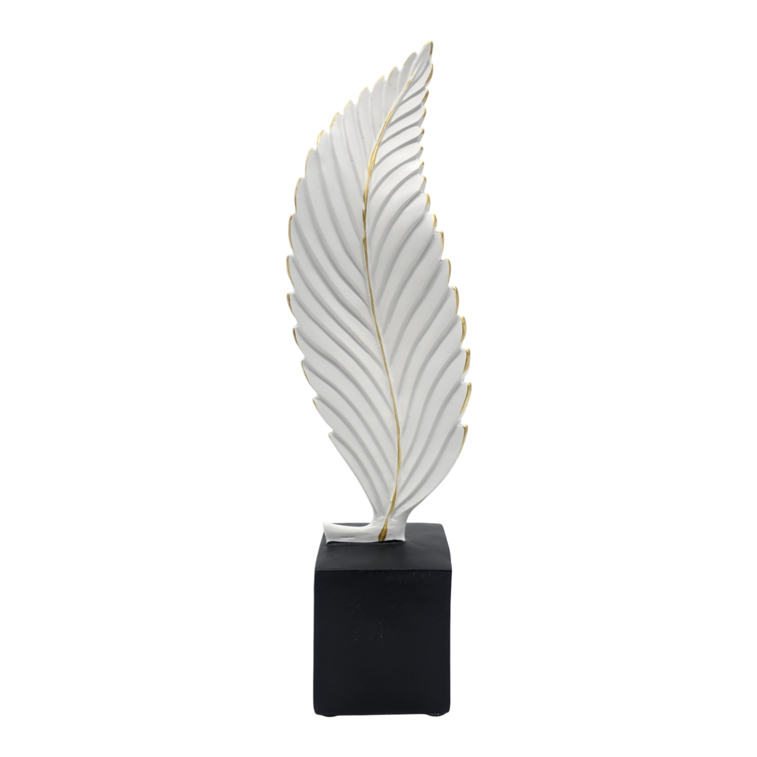 Figura Adorno De Hoja Blanca Decorativa En Resina Moderna S-0