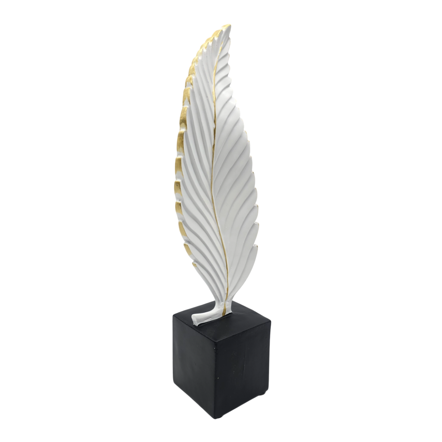 Figura Adorno De Hoja Blanca Decorativa En Resina Moderna S-1