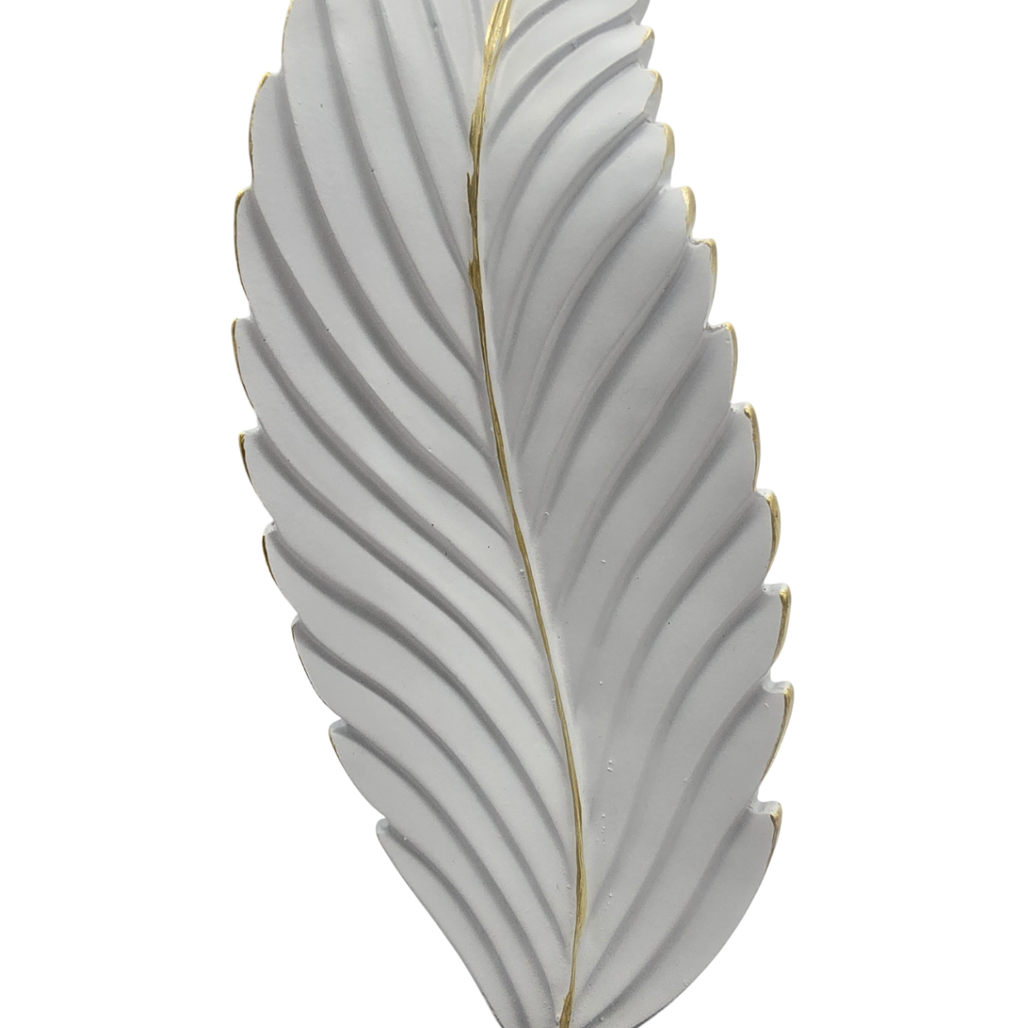 Figura Adorno De Hoja Blanca Decorativa En Resina Moderna S-2