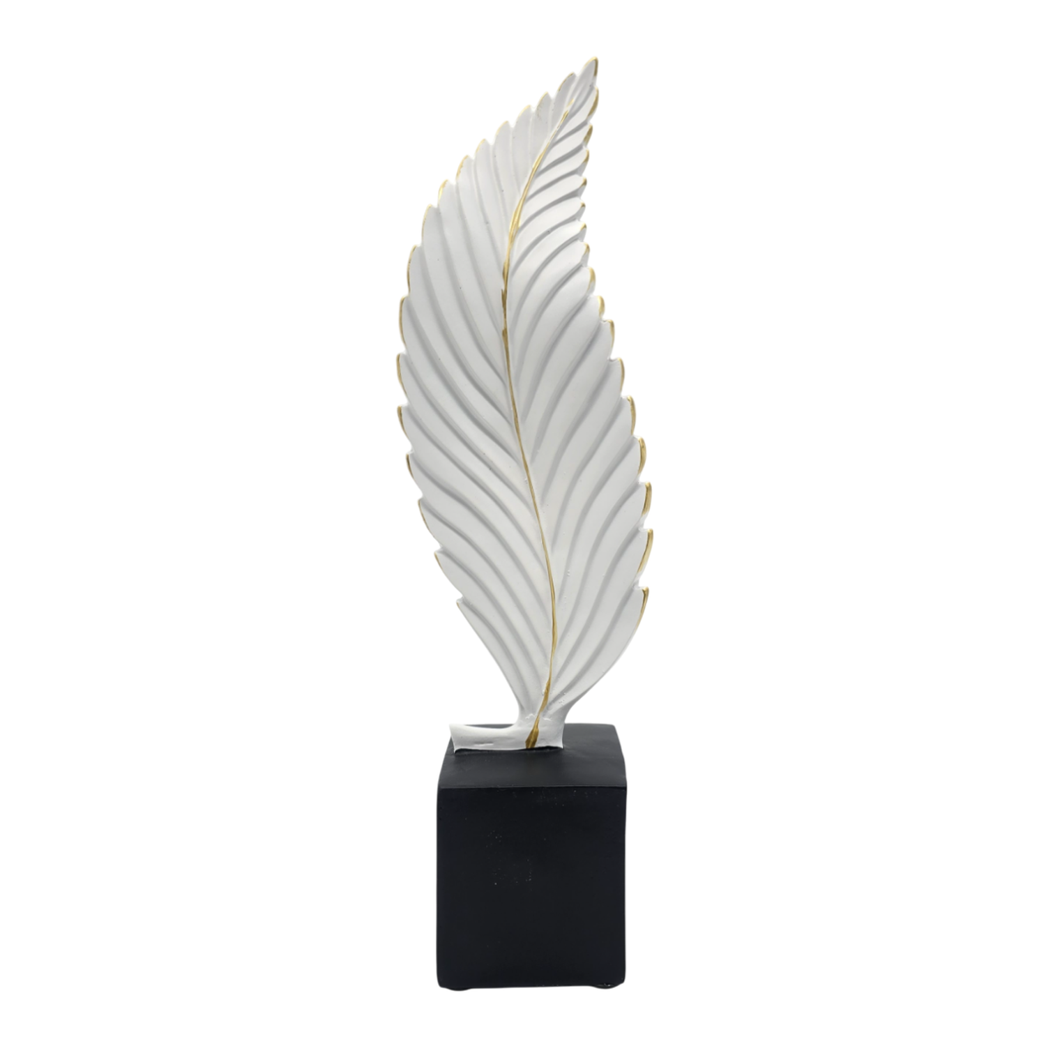 Figura Adorno De Hoja Blanca Decorativa En Resina Moderna S-5