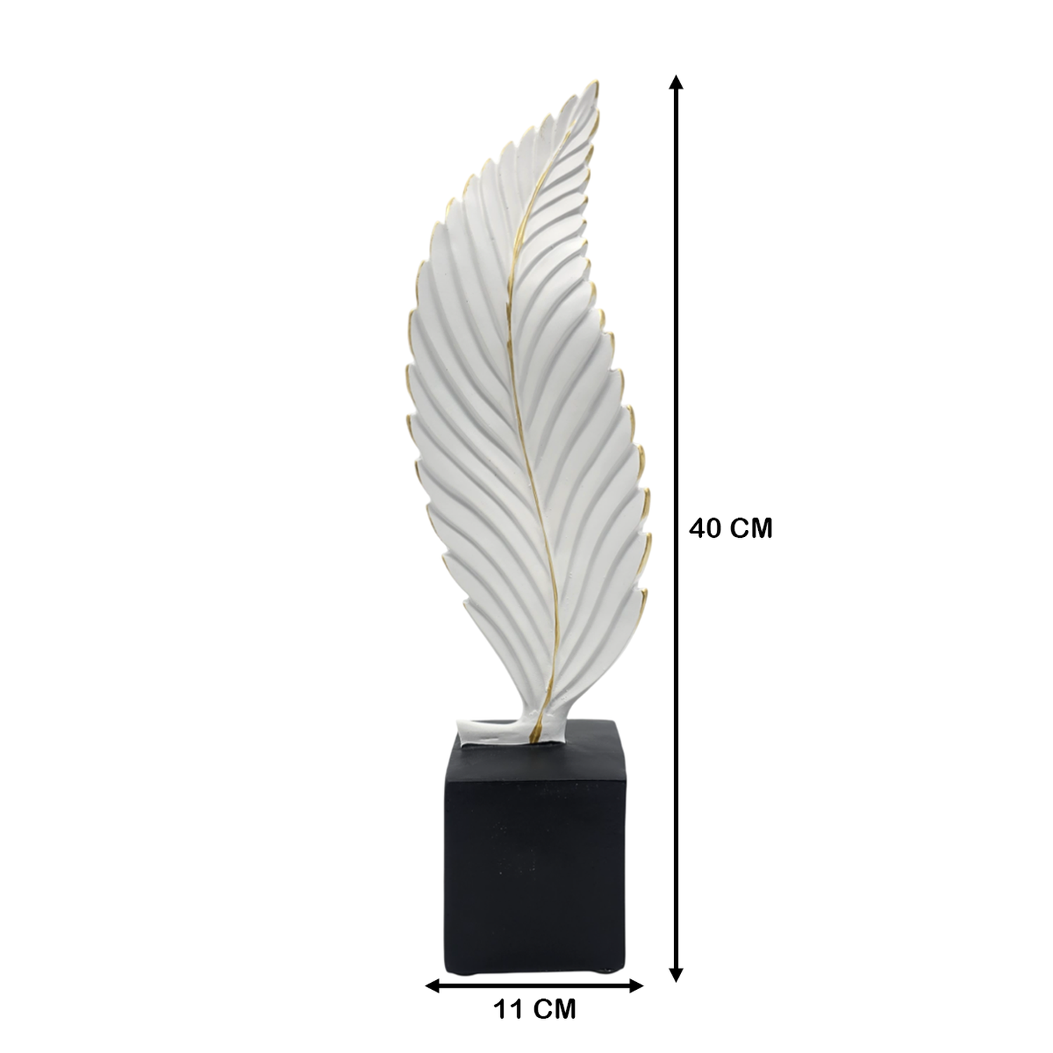 Figura Adorno De Hoja Blanca Decorativa En Resina Moderna S-6