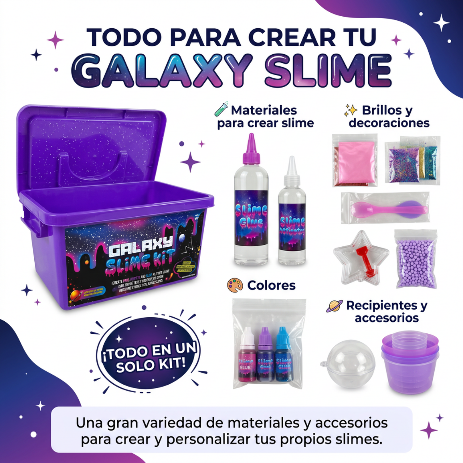 Kit Para Hacer Slime Completo Con Accesorios Y Maletín Infantil-8