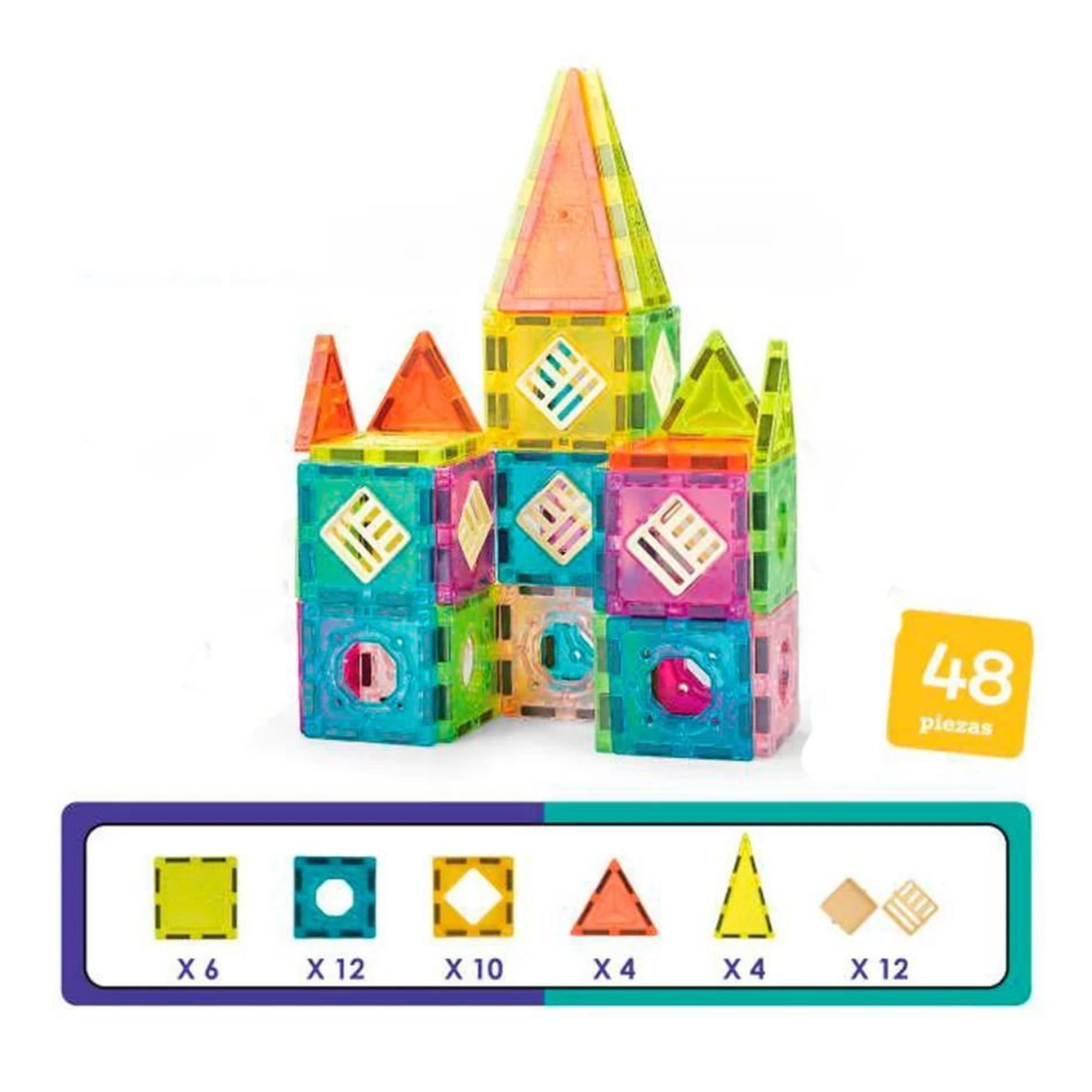 Set De Construccion Magnetico Piezas Magneticas 48 Piezas-6