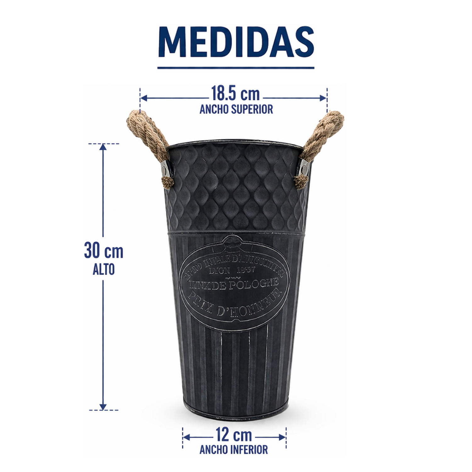 Set 2 Macetero Metalico Decorativo Azul Vintage Florero S-6