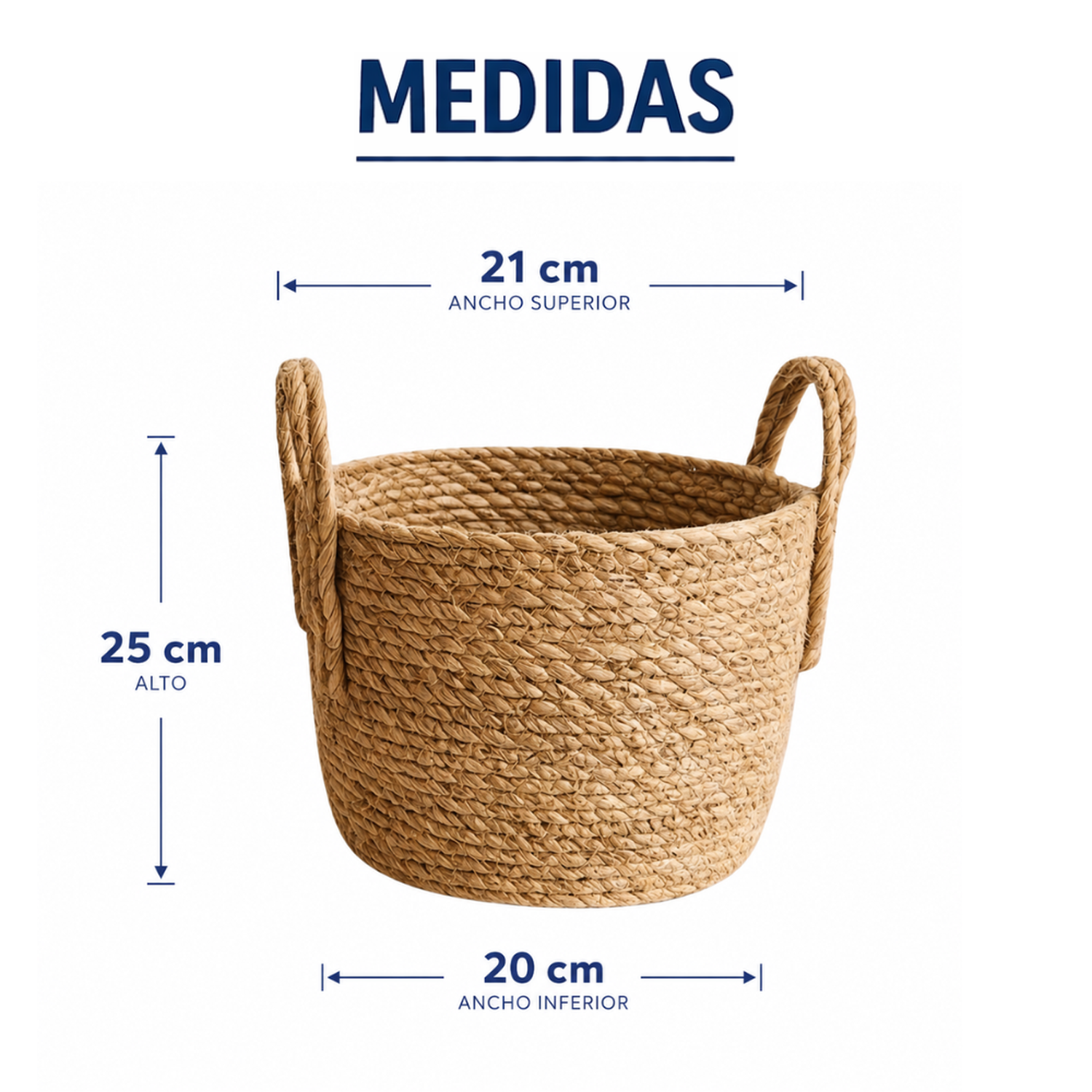 Canasto Cesta de Yute Tejido Estilo Rustico Con Asas S-8