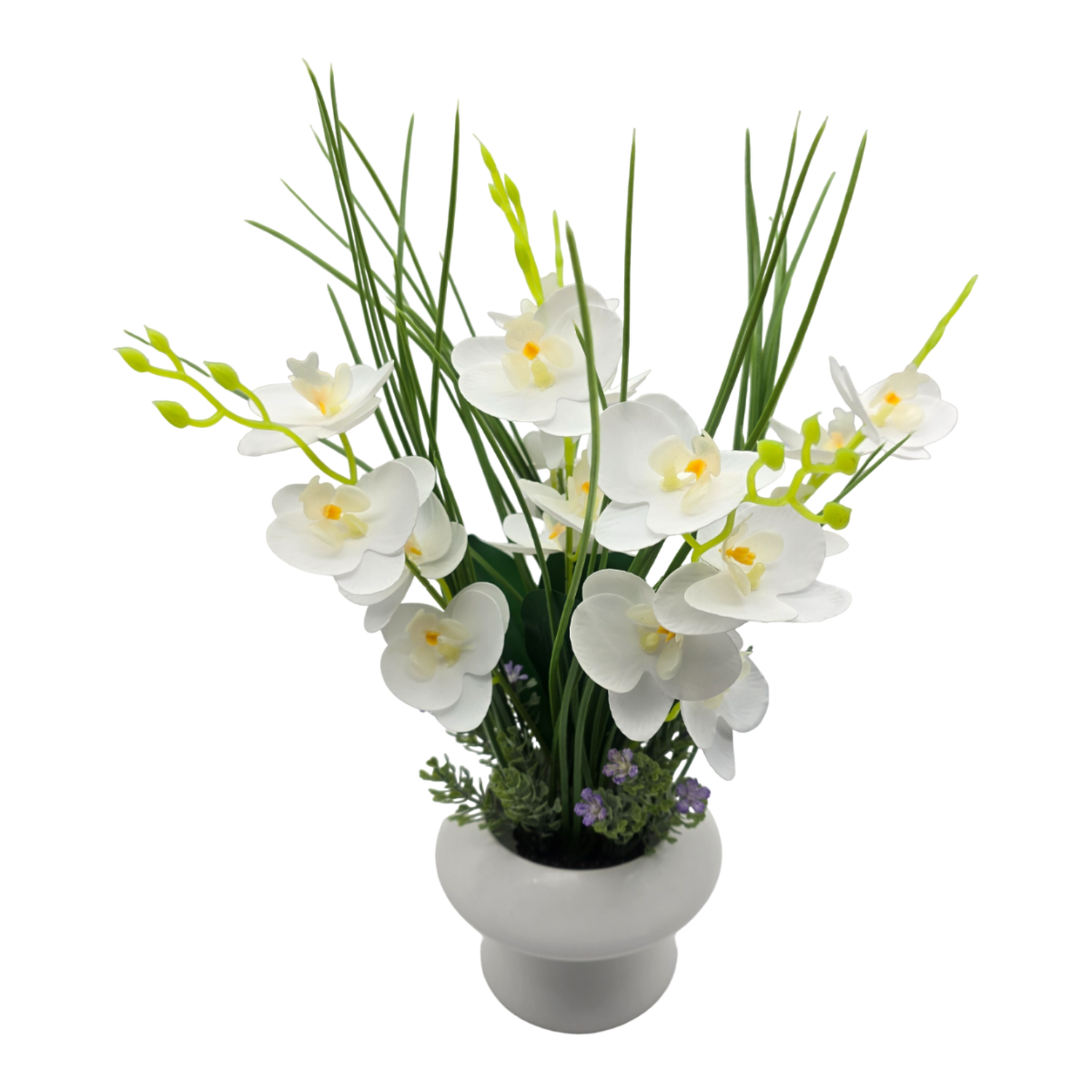 Planta Artificial Orquidea Decorativa Macetero De Ceramica S-1