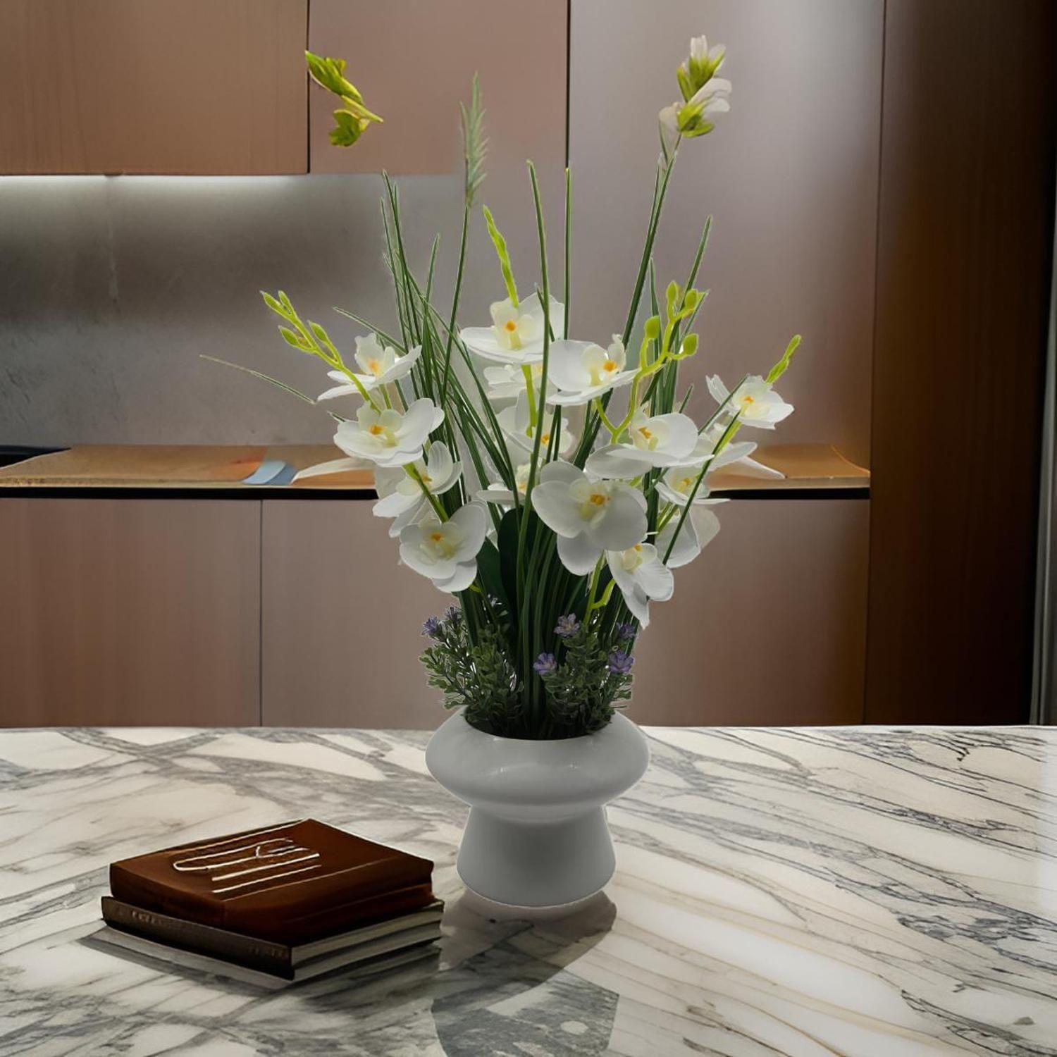 Planta Artificial Orquidea Decorativa Macetero De Ceramica S-4