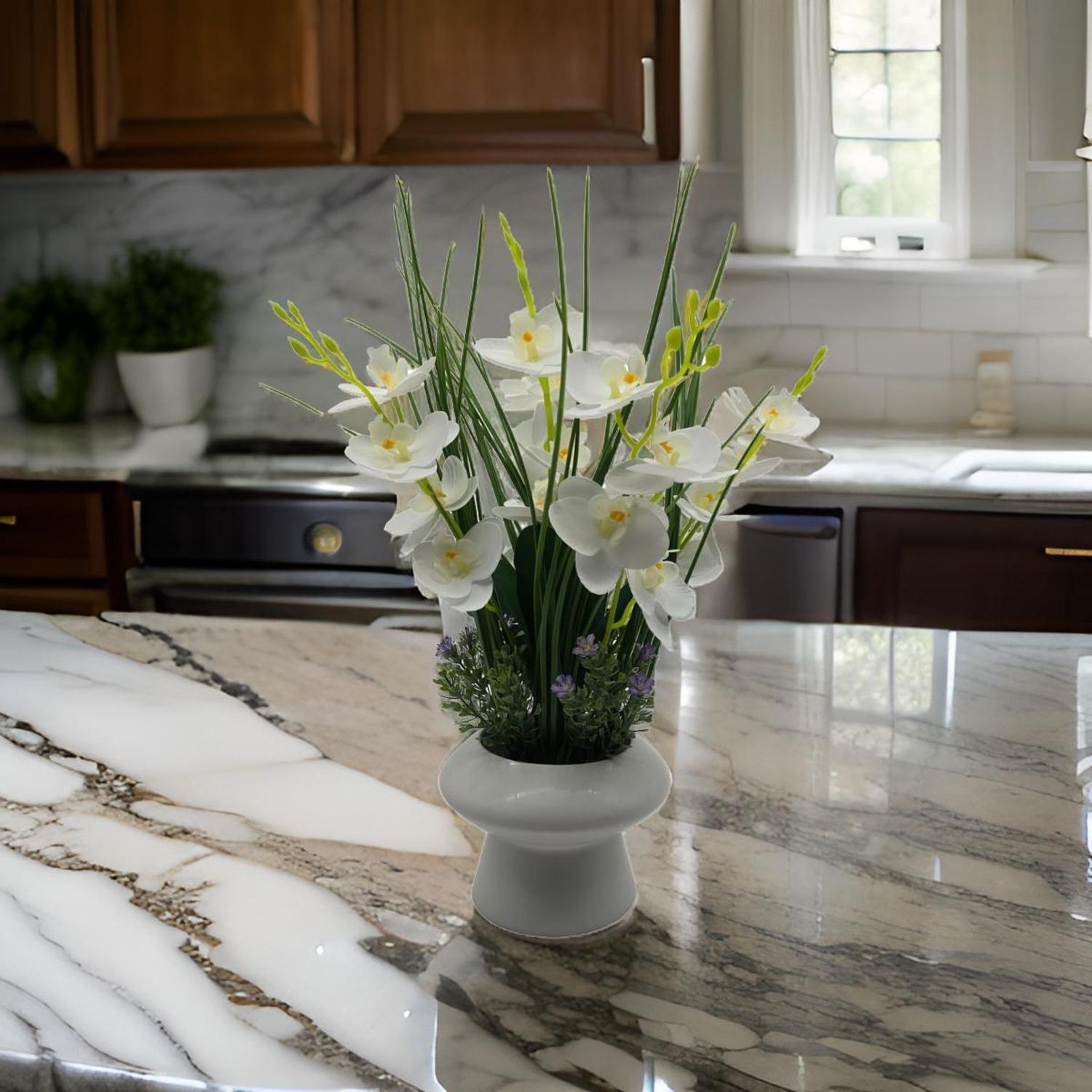 Planta Artificial Orquidea Decorativa Macetero De Ceramica S-5