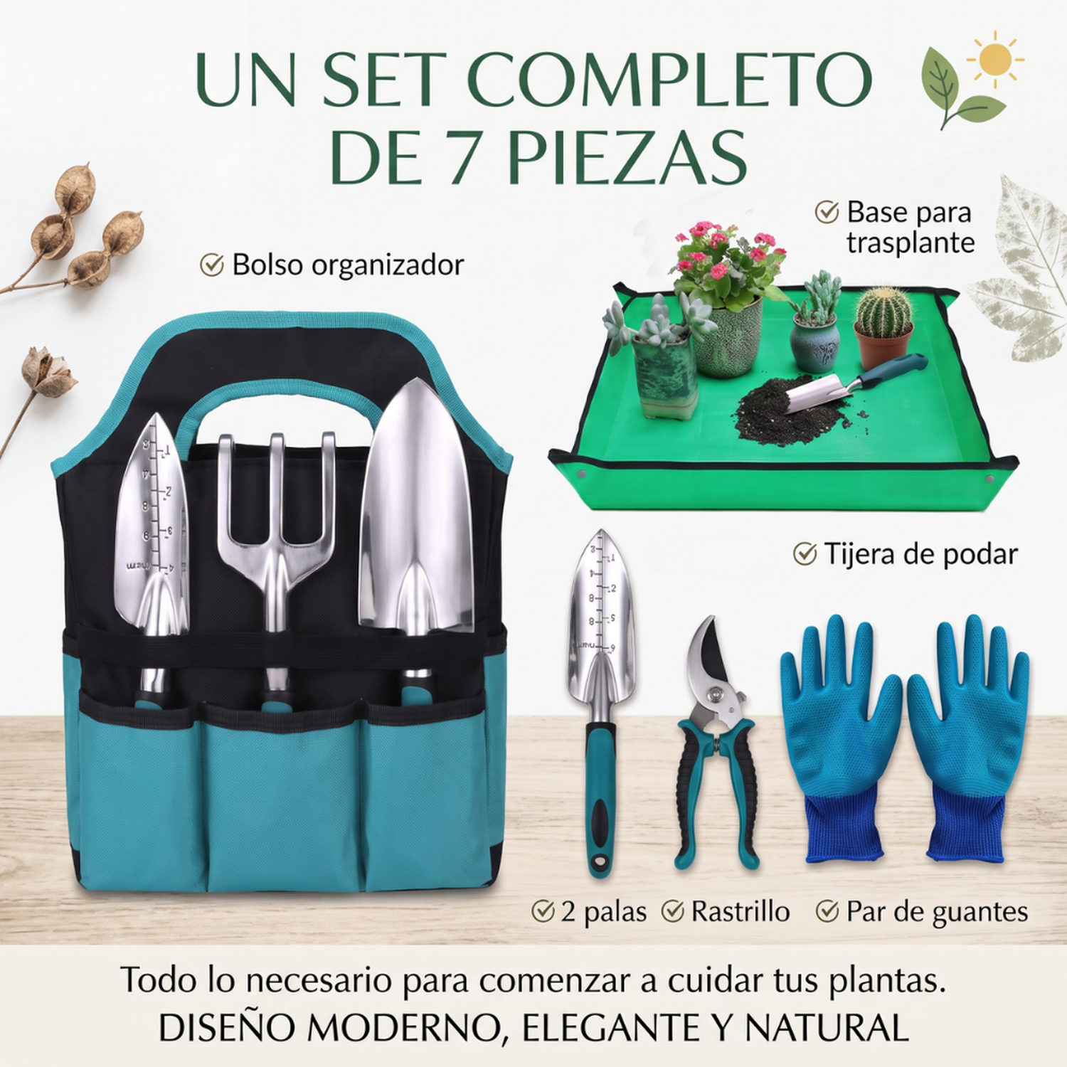 Kit Herramientas Jardineria Con Bolso Guantes Y Accesorios-2