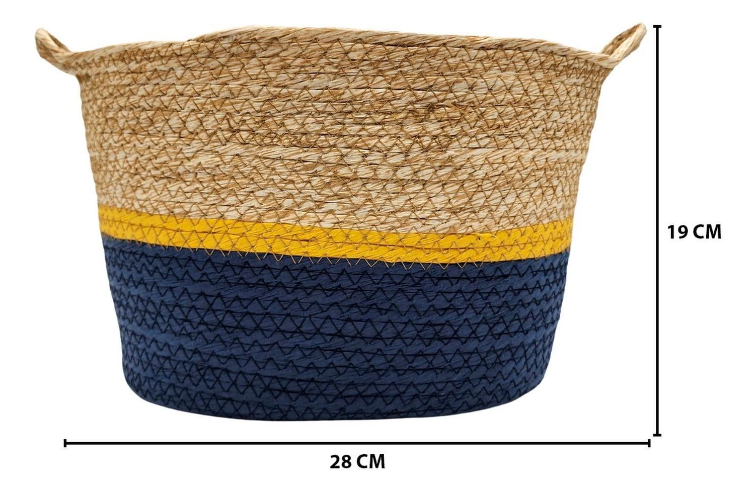 Canasto Decorativo Mimbre Cesta Yute Rustica 3 Colores P-6