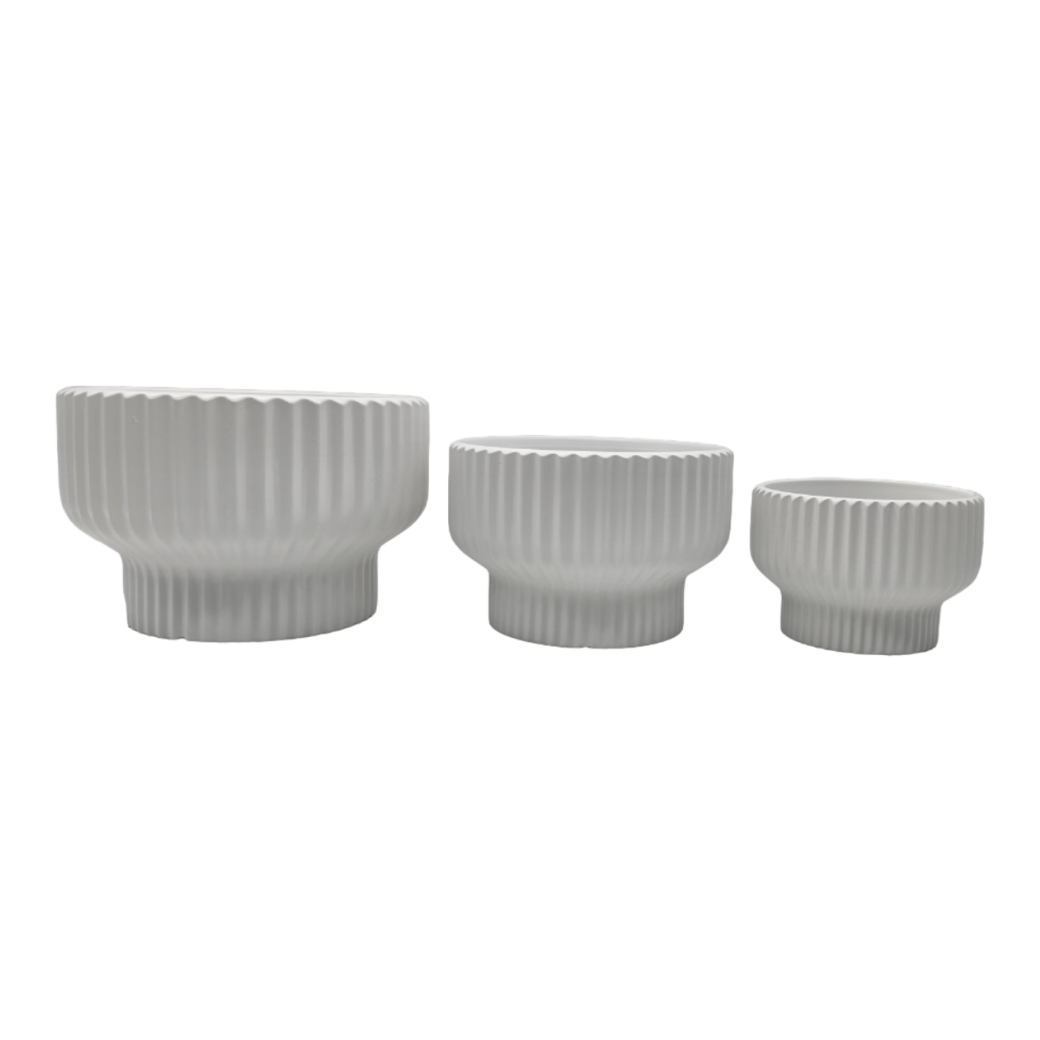 Set 3 Maceteros Maceta De Ceramica Estilo Copon Blanco Mate-7