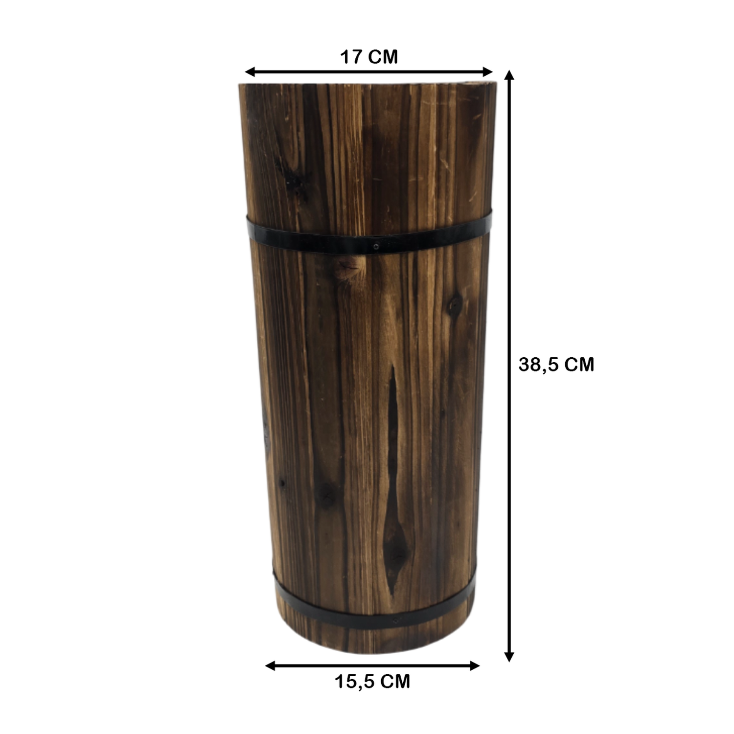 Macetero De Madera Tipo Barril Largo Alto Jardin Terraza M-2