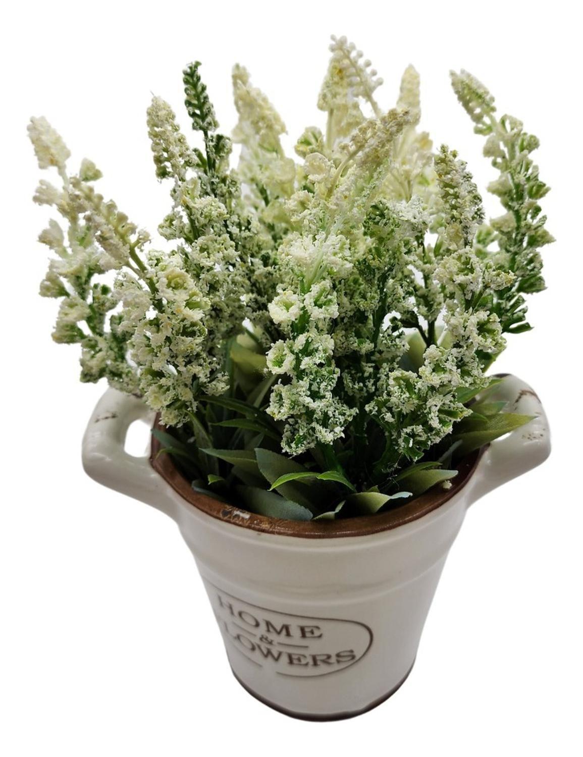Planta Artificial Macetero Cerámica Home And Flowers Blanco-2