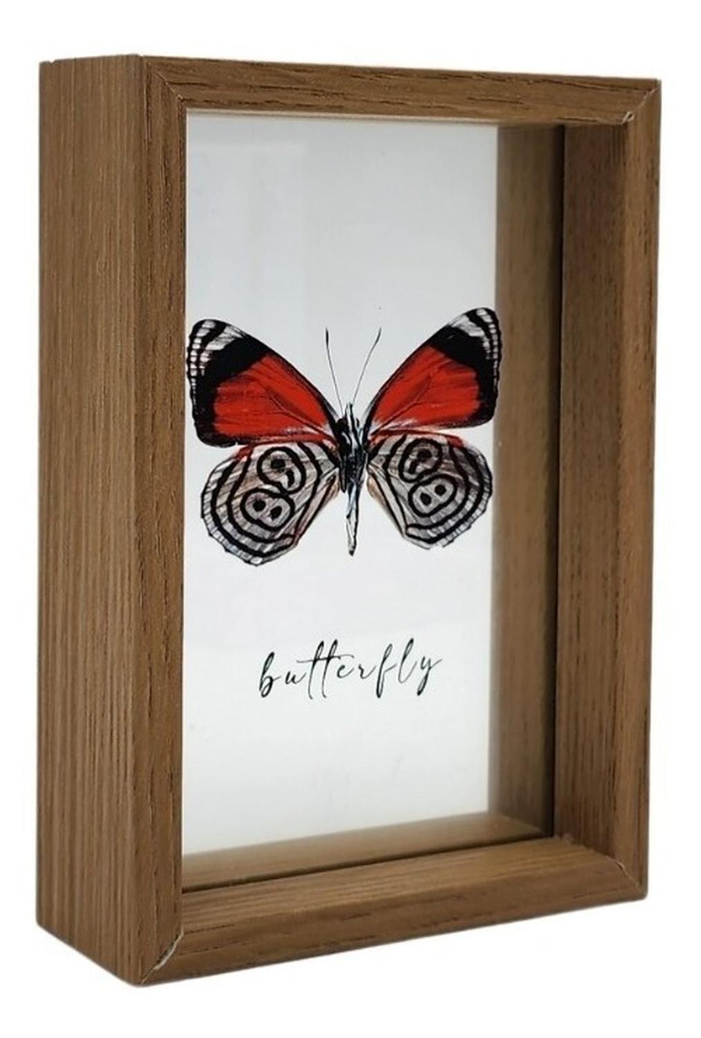 Cuadro De Vidrio Marco Madera Diseño Mariposa Decorativo-1