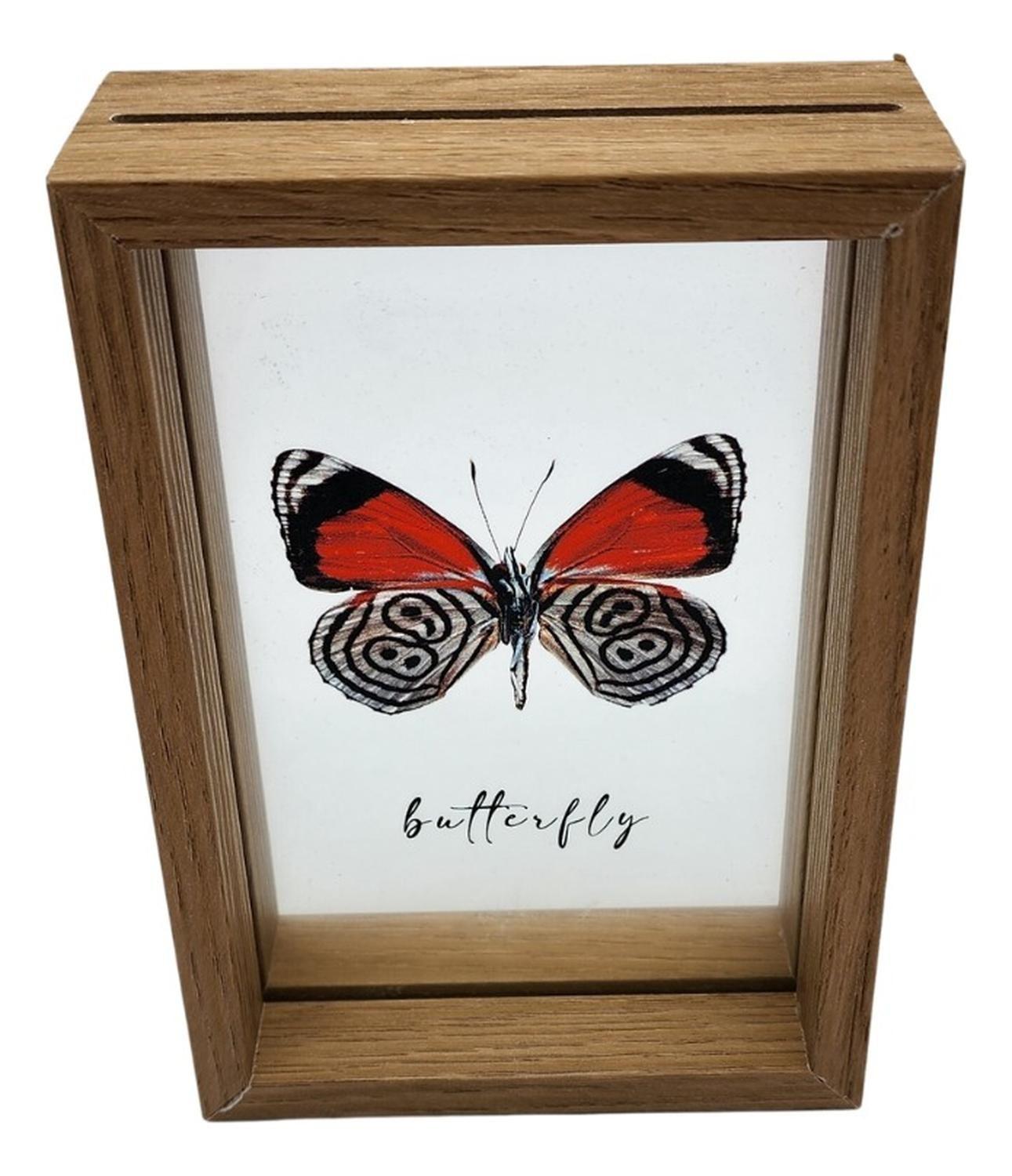 Cuadro De Vidrio Marco Madera Diseño Mariposa Decorativo-2