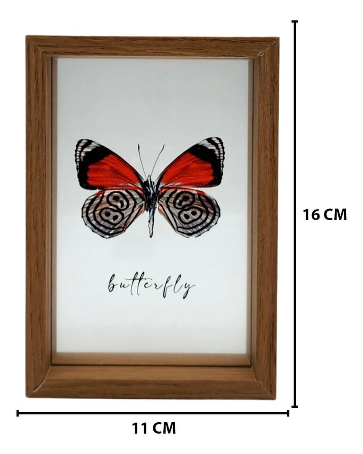 Cuadro De Vidrio Marco Madera Diseño Mariposa Decorativo-3