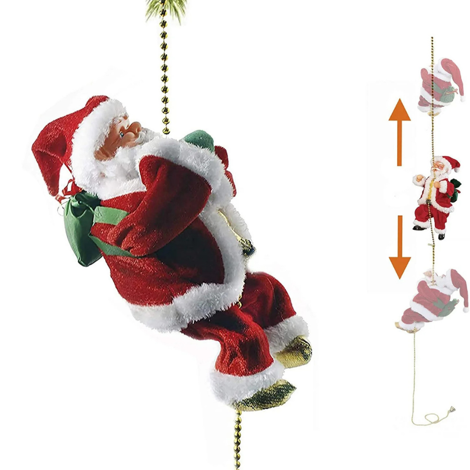 Viejo Pascuero Santa Sube y Baja Cuerda Decoracion Navidad-4