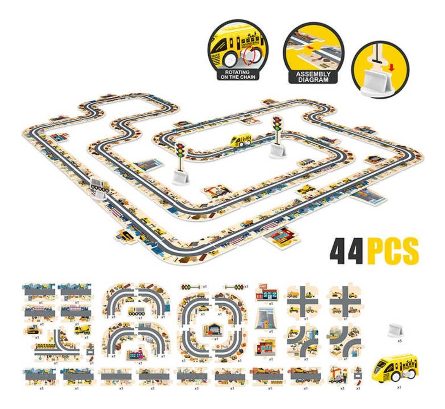 Juguete Pista De Autos Puzzle 44 Piezas Infinitas Formas-6