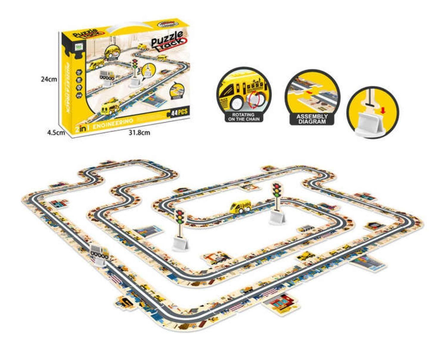 Juguete Pista De Autos Puzzle 44 Piezas Infinitas Formas-7