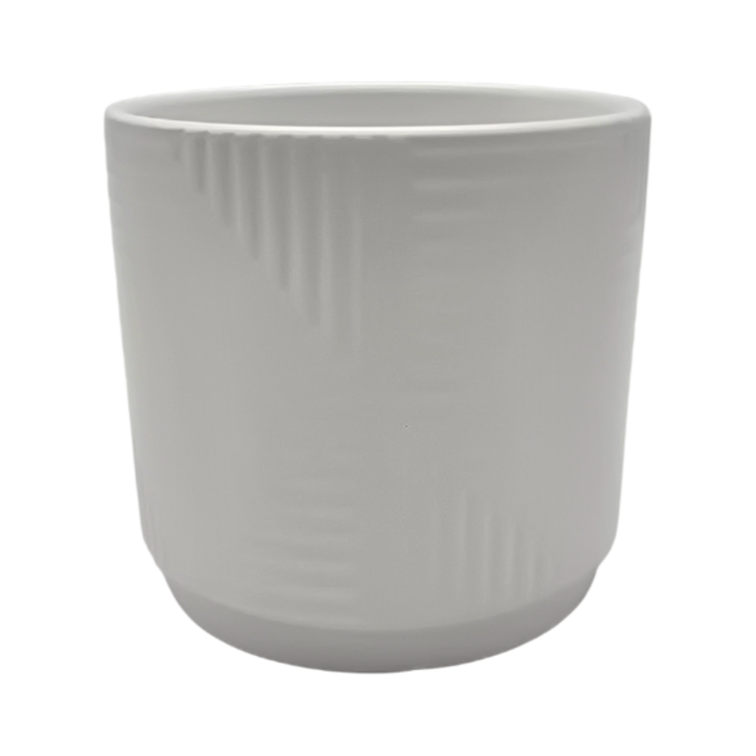 Macetero Maceta De Ceramica Blanco Con Linea Cuadrada L-0