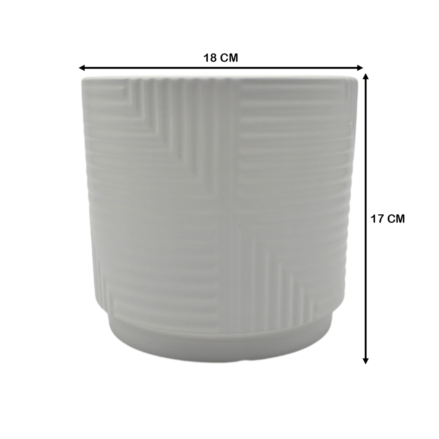 Macetero Maceta De Ceramica Blanco Con Linea Cuadrada L-4