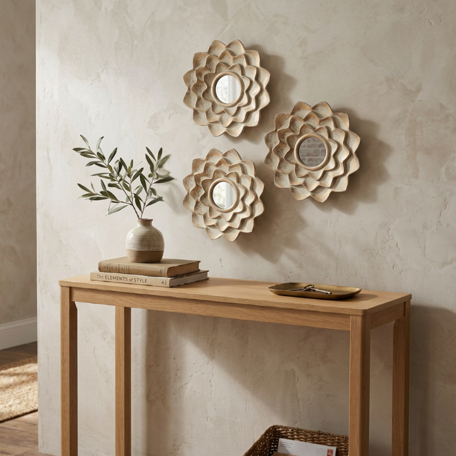 Set 3 Marcos De Espejos Decorativos Flor Para Pared Hogar-2