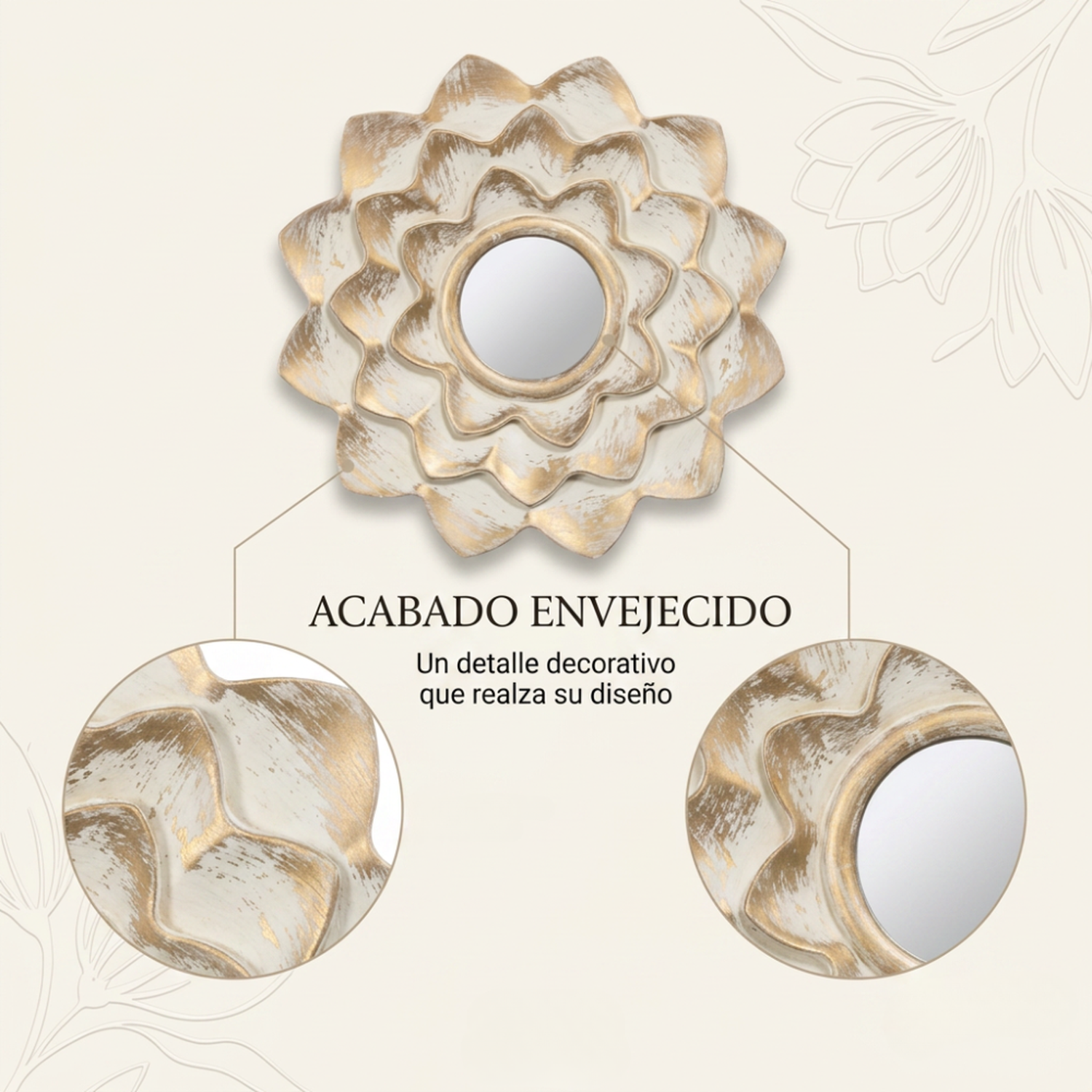 Set 3 Marcos De Espejos Decorativos Flor Para Pared Hogar-3