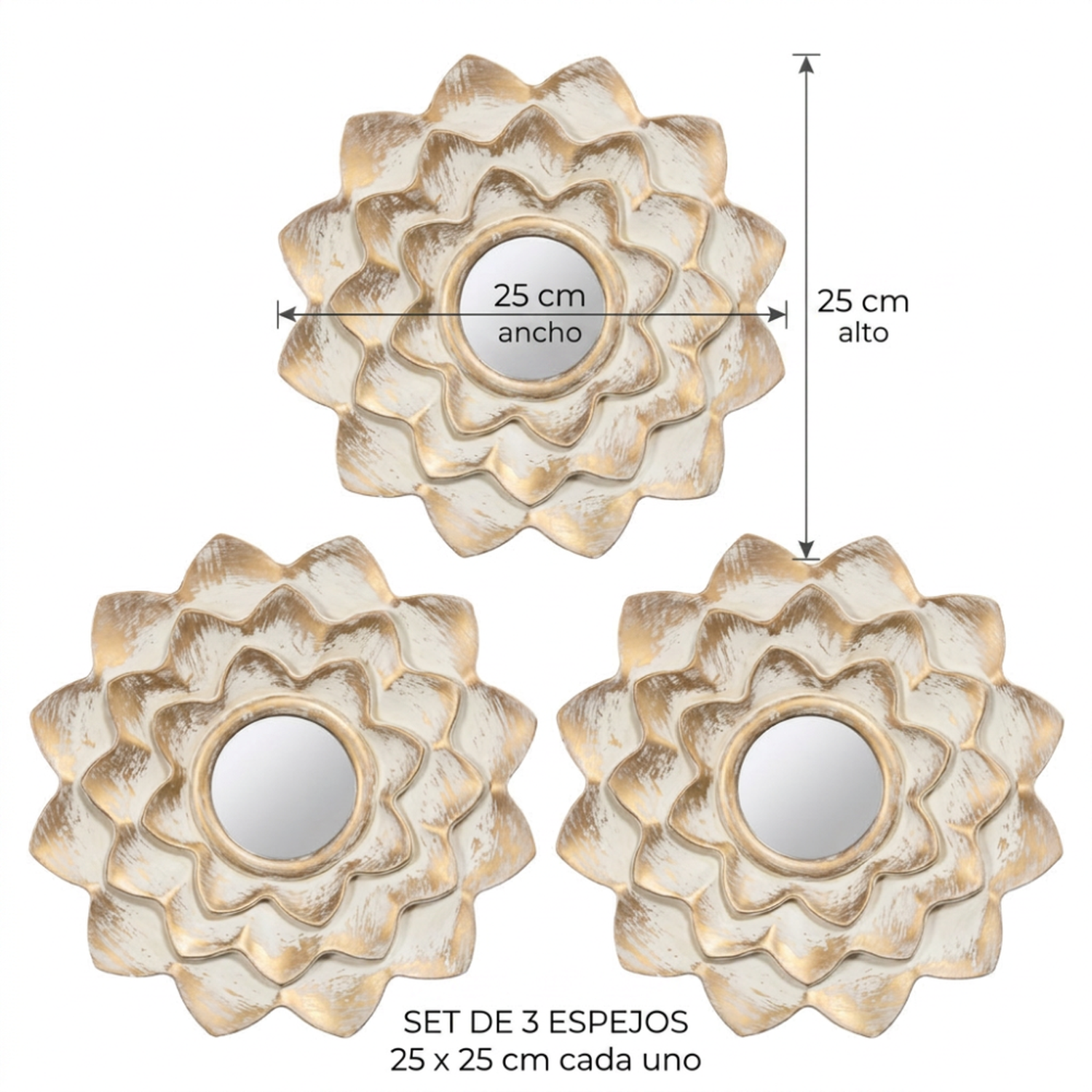Set 3 Marcos De Espejos Decorativos Flor Para Pared Hogar-5