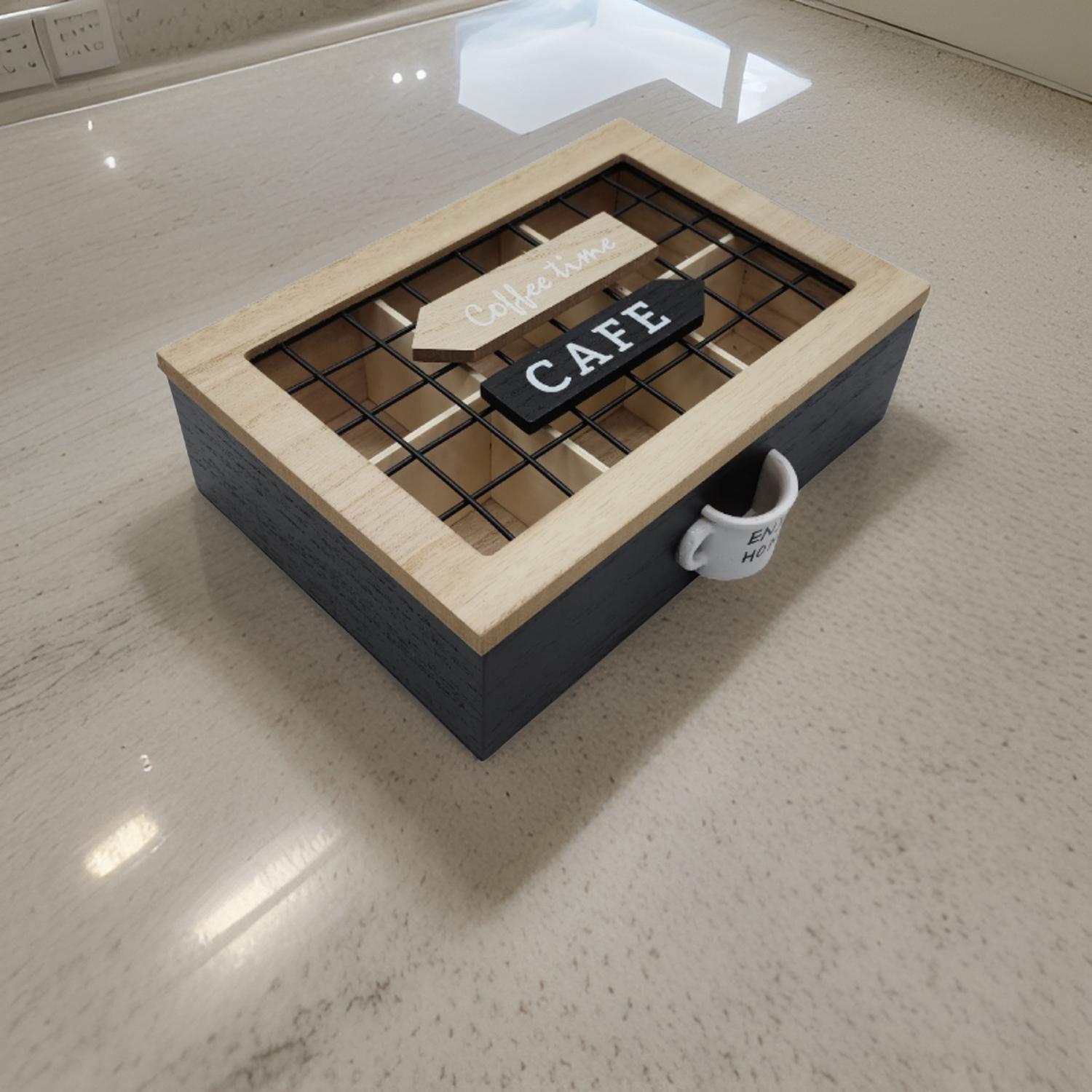 Caja De Te 6 Divisiones Tapa Con Diseño Decorativa Decohogar-5