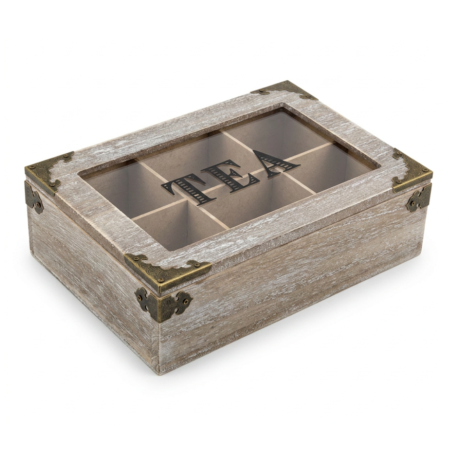 Caja De Te 6 Divisiones Tapa Con Diseño Decorativa Decohogar-0