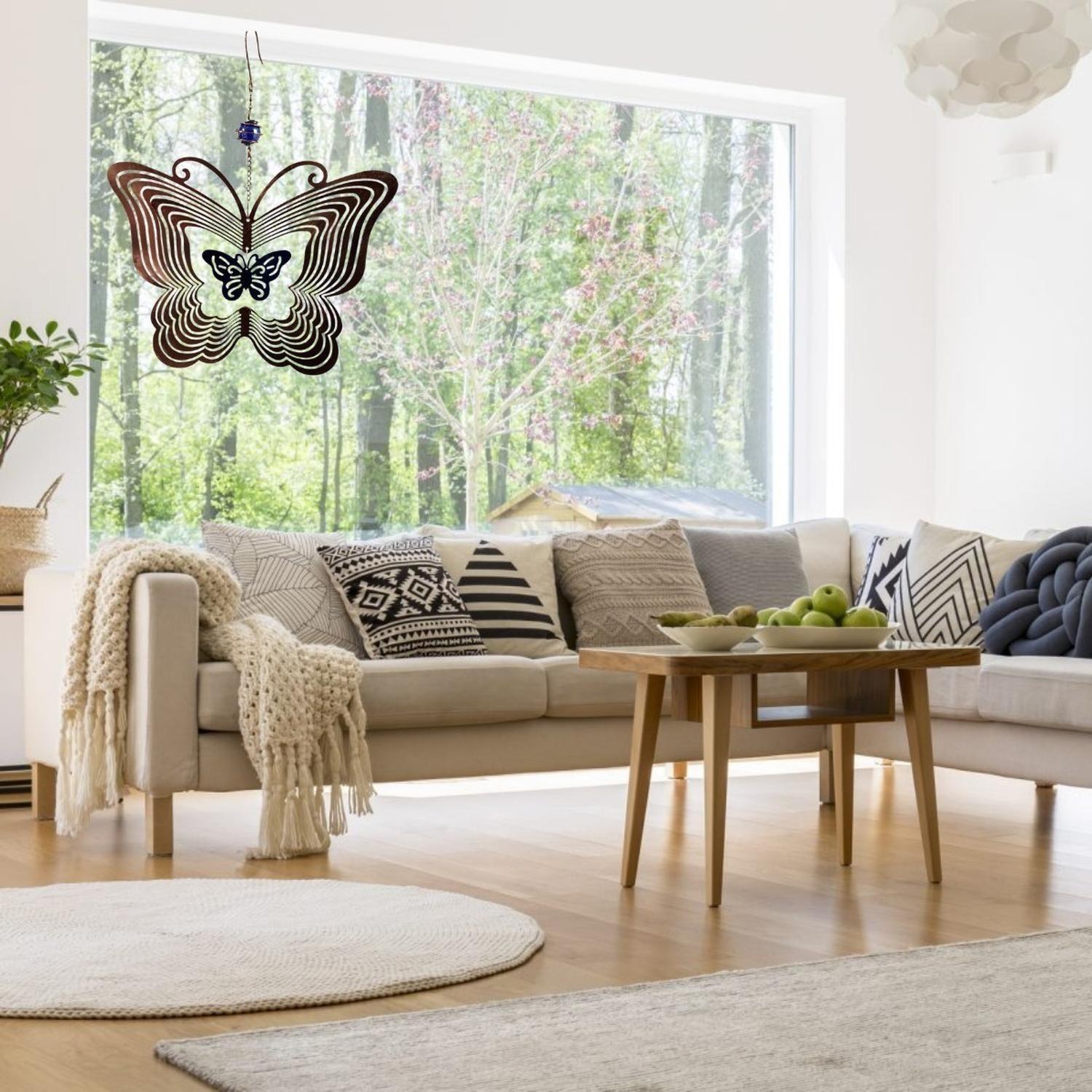 Colgante De Viento Diseño Mariposa De Metal Decoración Hogar-3