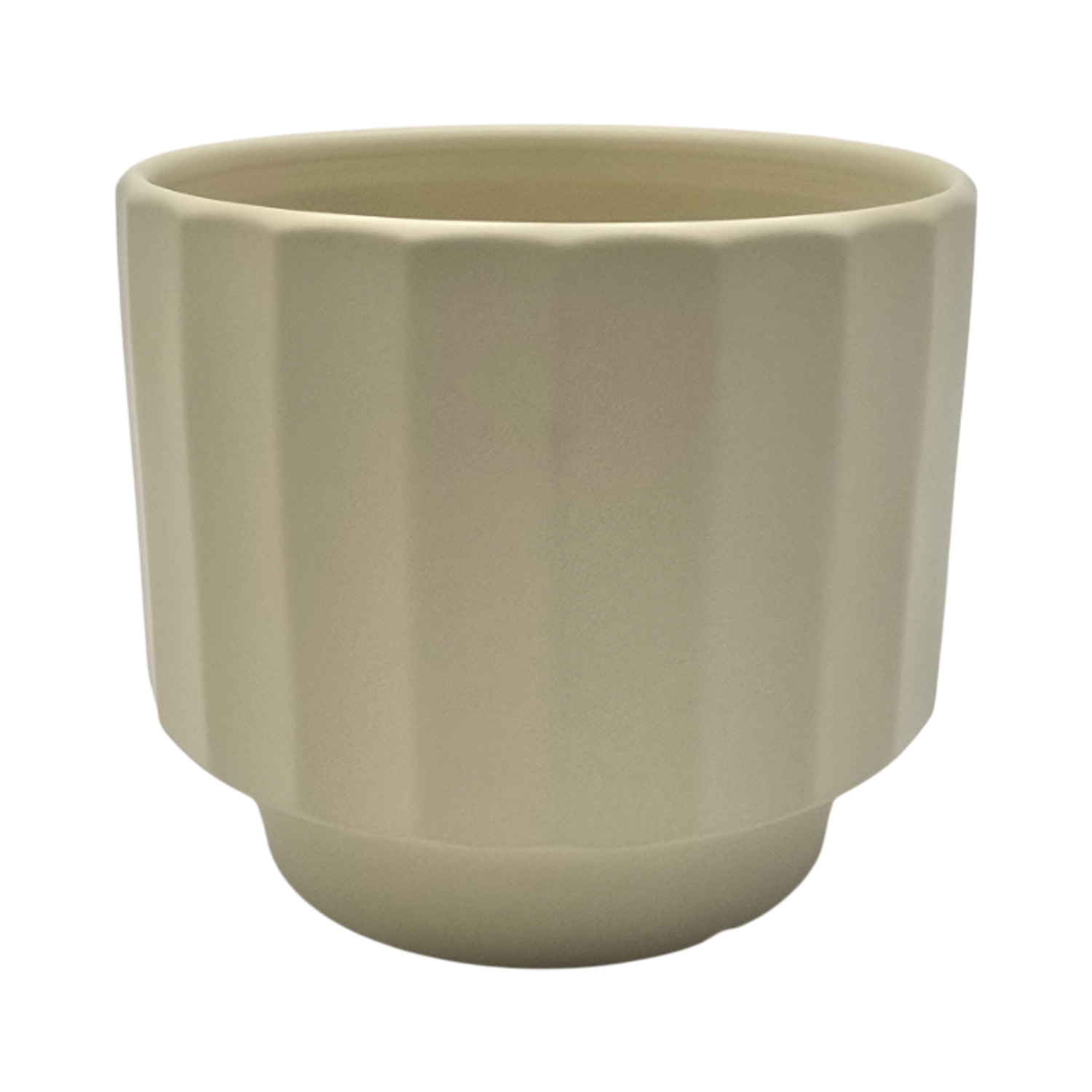 Macetero Maceta De Ceramica Limon Mate Lineas Verticales S-0
