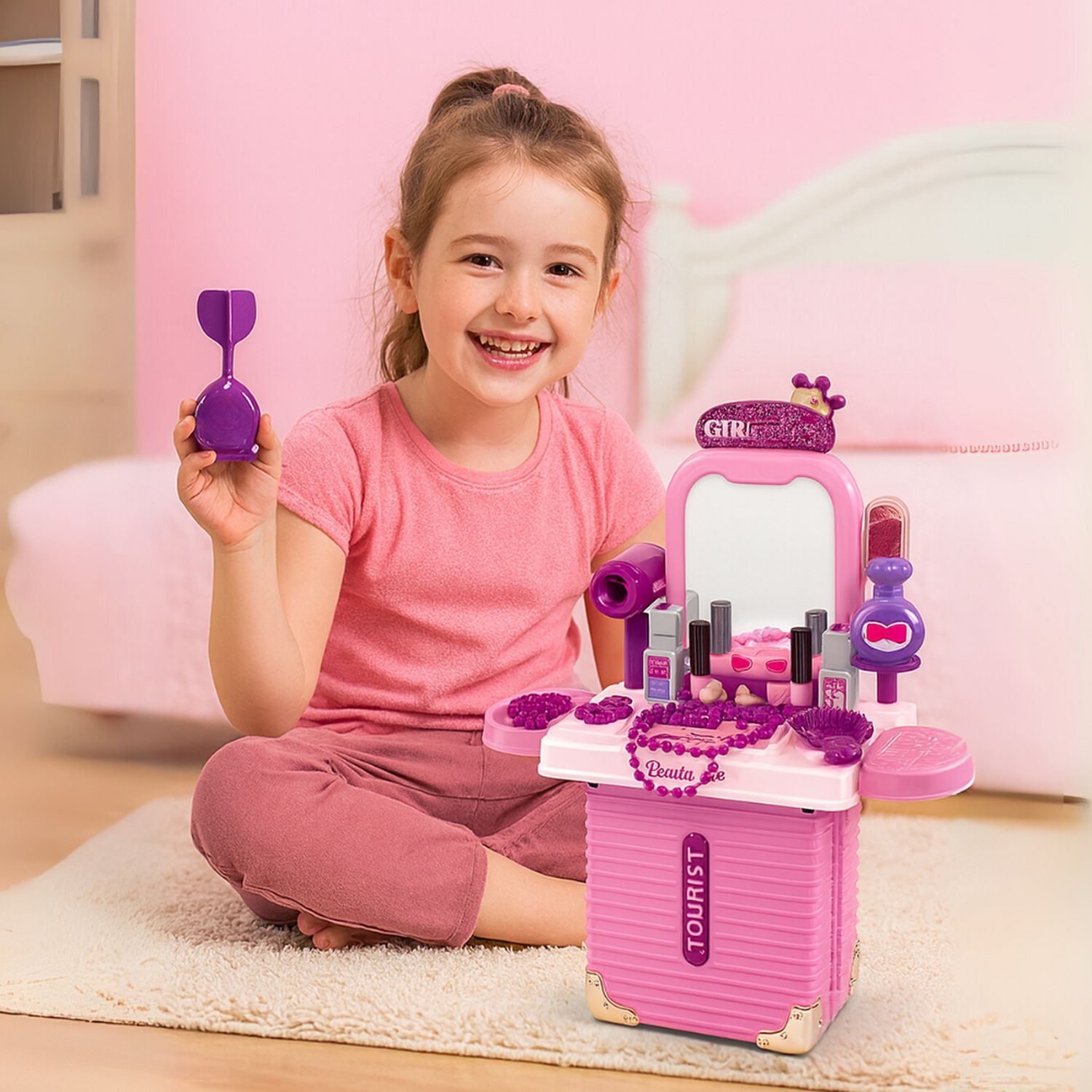 Set Maleta Tocador De Belleza Infantil Con Maquillaje Juguete-3