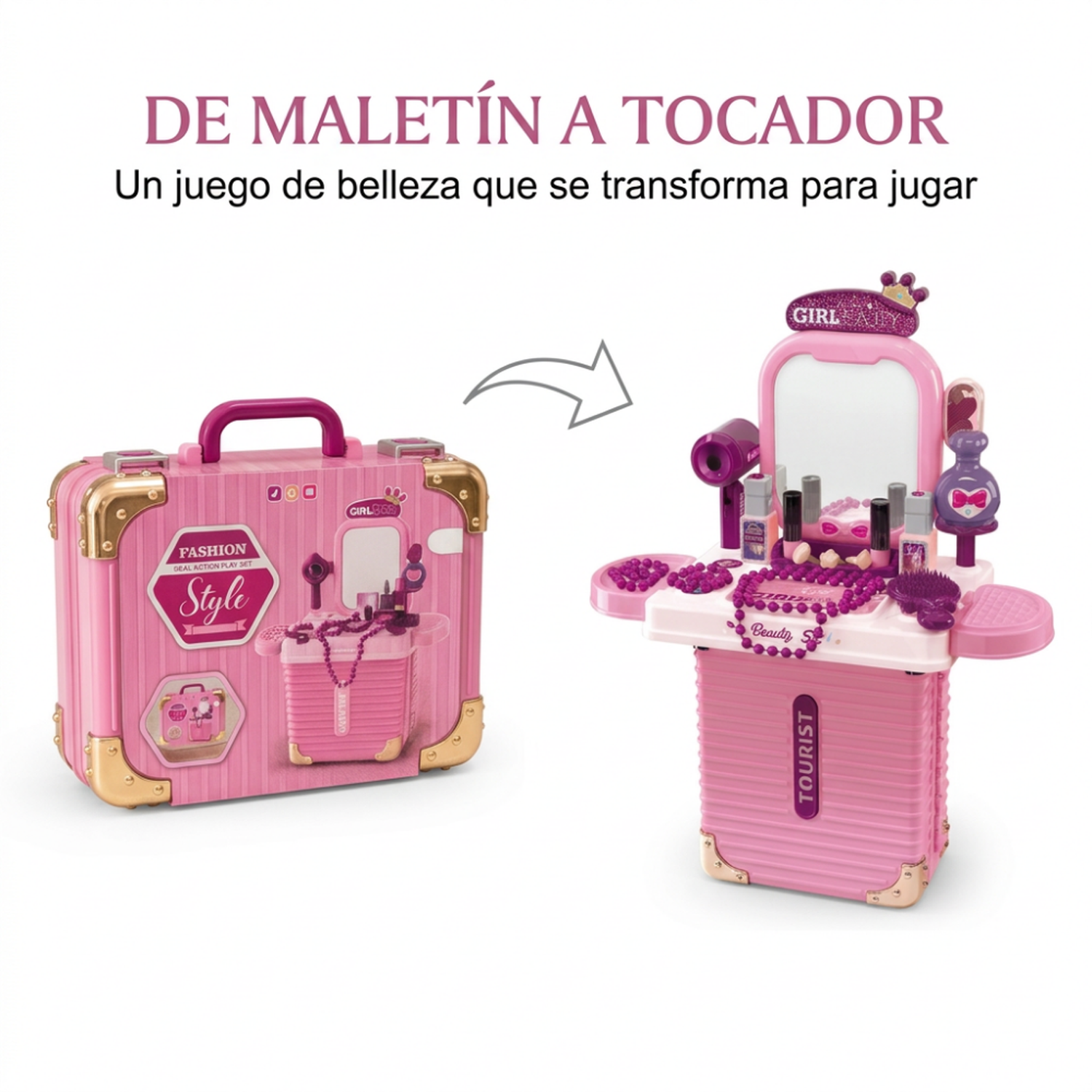 Set Maleta Tocador De Belleza Infantil Con Maquillaje Juguete-2