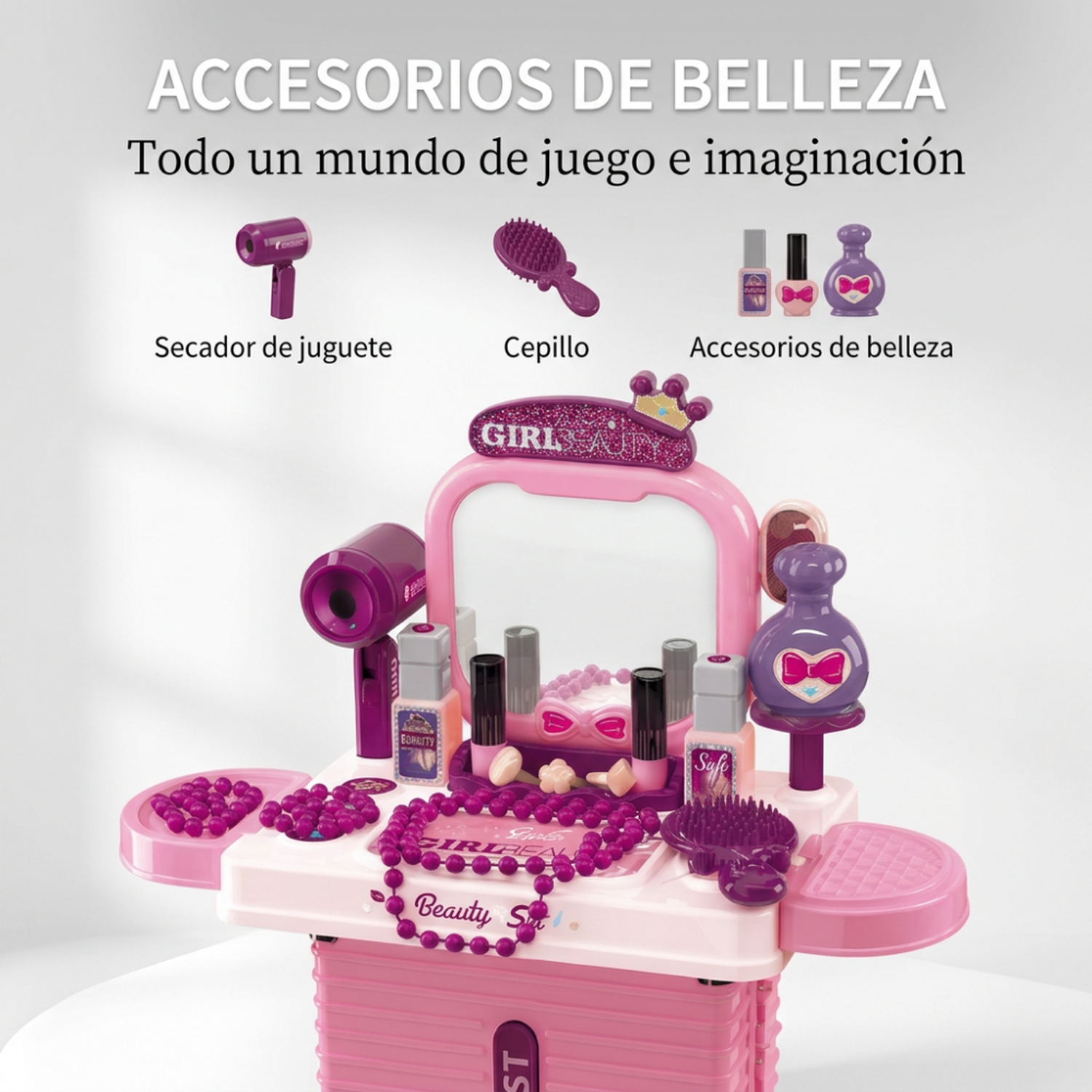 Set Maleta Tocador De Belleza Infantil Con Maquillaje Juguete-3