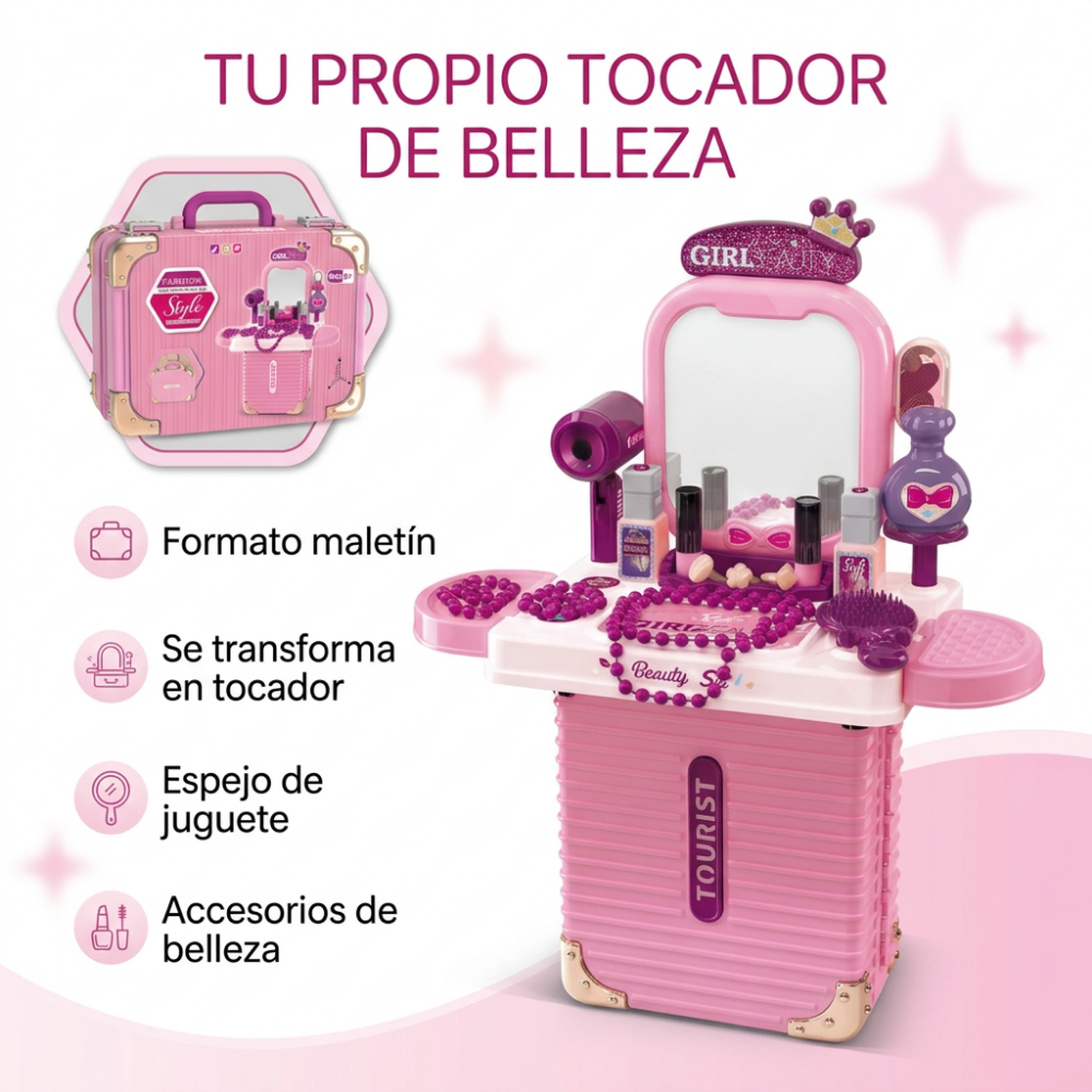 Set Maleta Tocador De Belleza Infantil Con Maquillaje Juguete-4