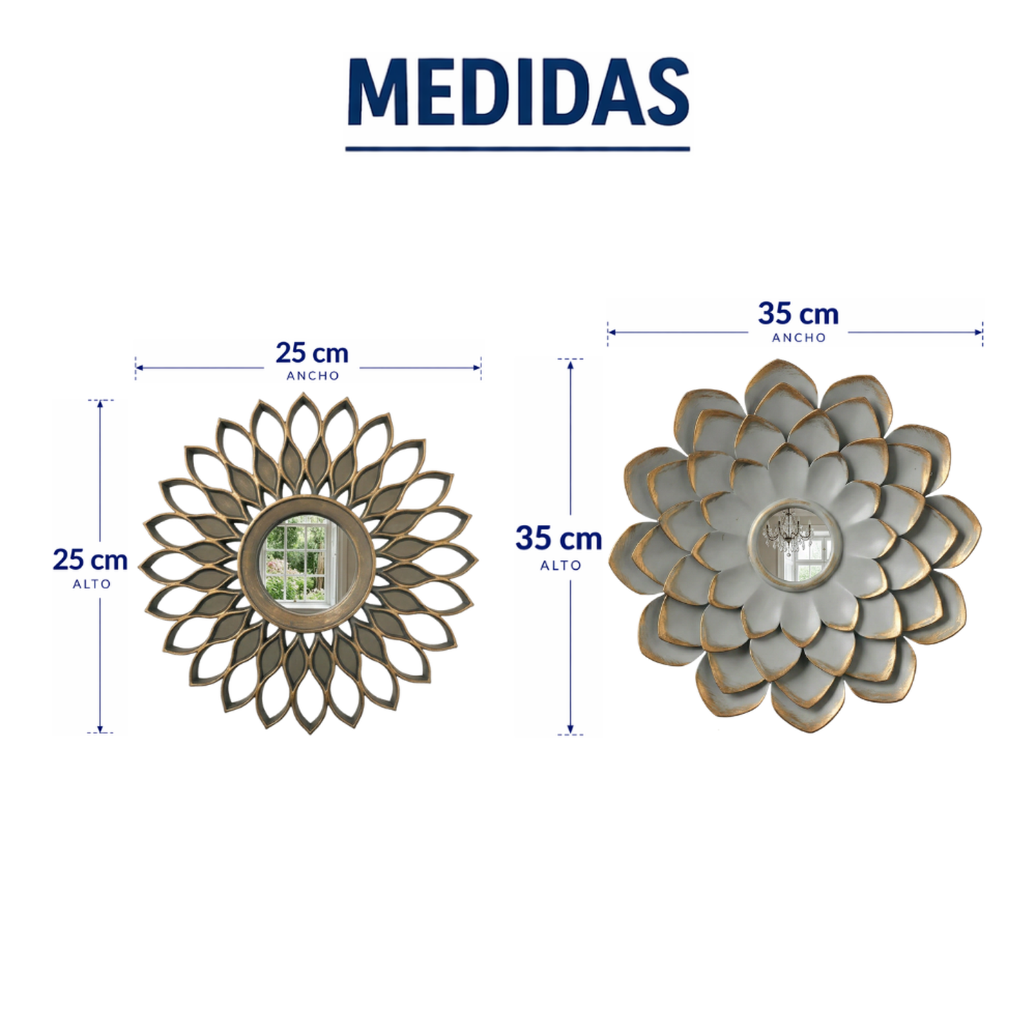 Set 3 Marcos De Espejos Flor De Loto y Diseño Gris Deco-8