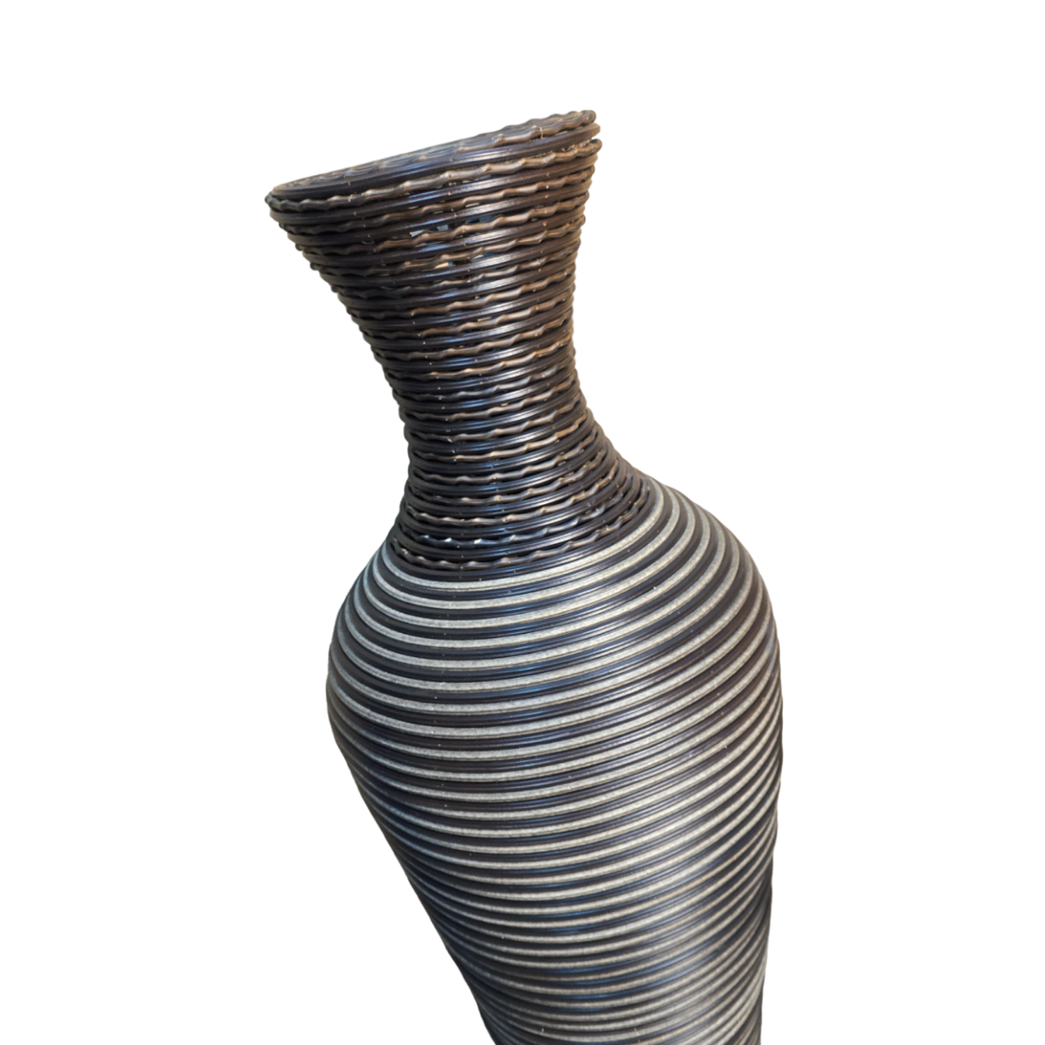 Jarron Florero Decorativo Tejido Rattan Moderno Negro 70 CM-5