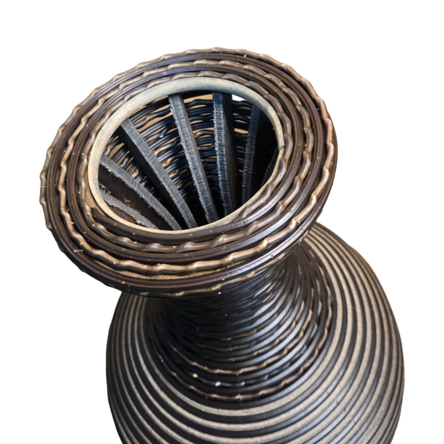 Jarron Florero Decorativo Tejido Rattan Moderno Negro 70 CM-8