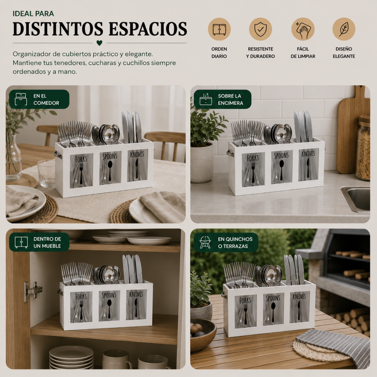 Organizador De Servicios Porta Servicios Cubiertos De Cocina-5