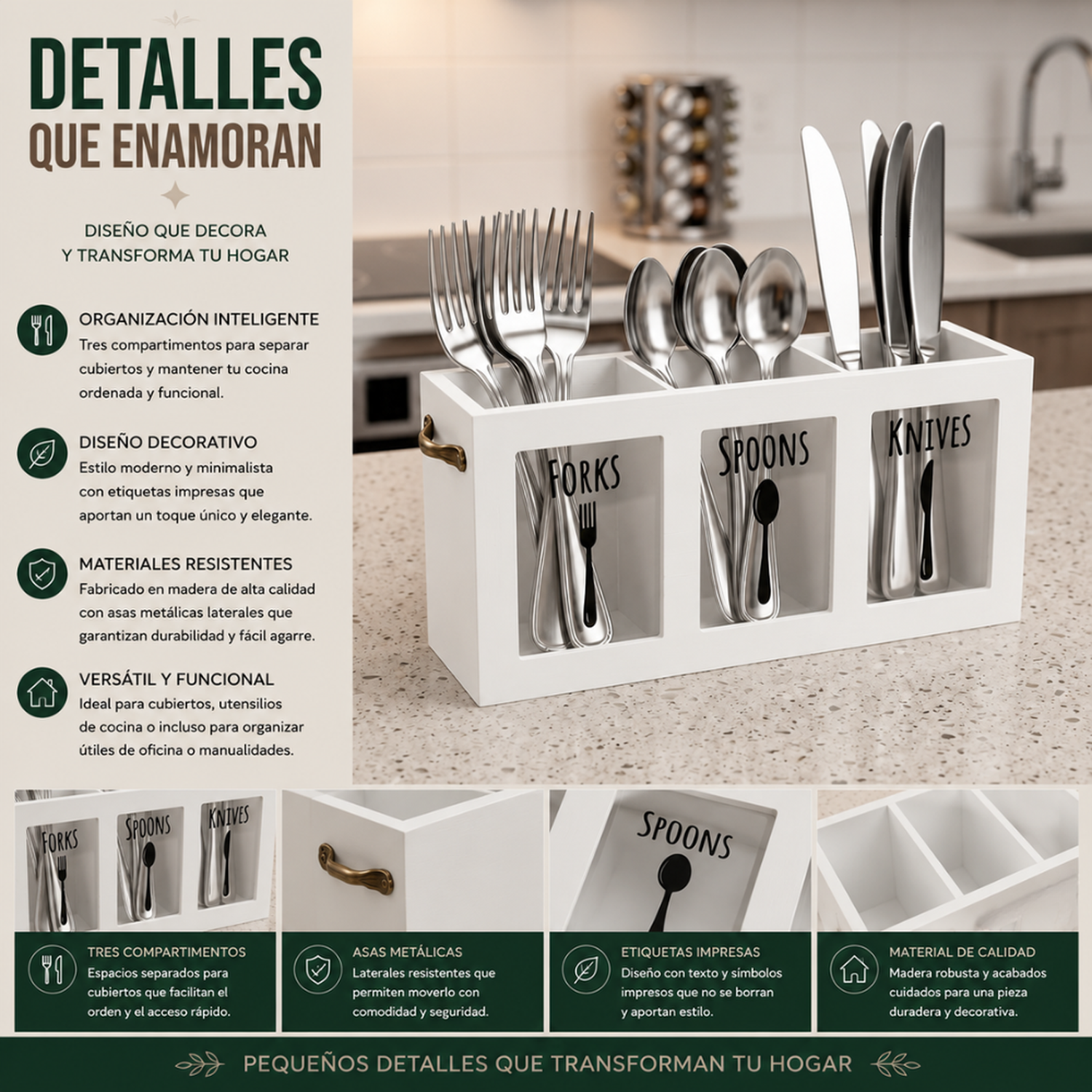 Organizador De Servicios Porta Servicios Cubiertos De Cocina-7